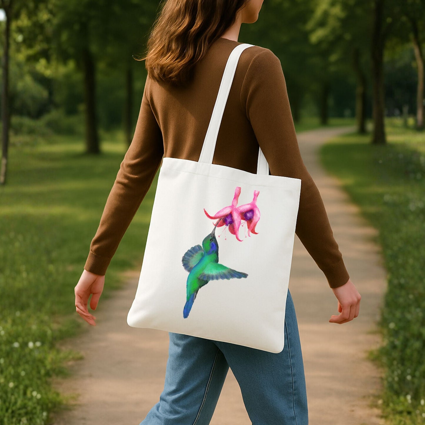 Hummingbird Canvas Tote Bag - MerikaArt
