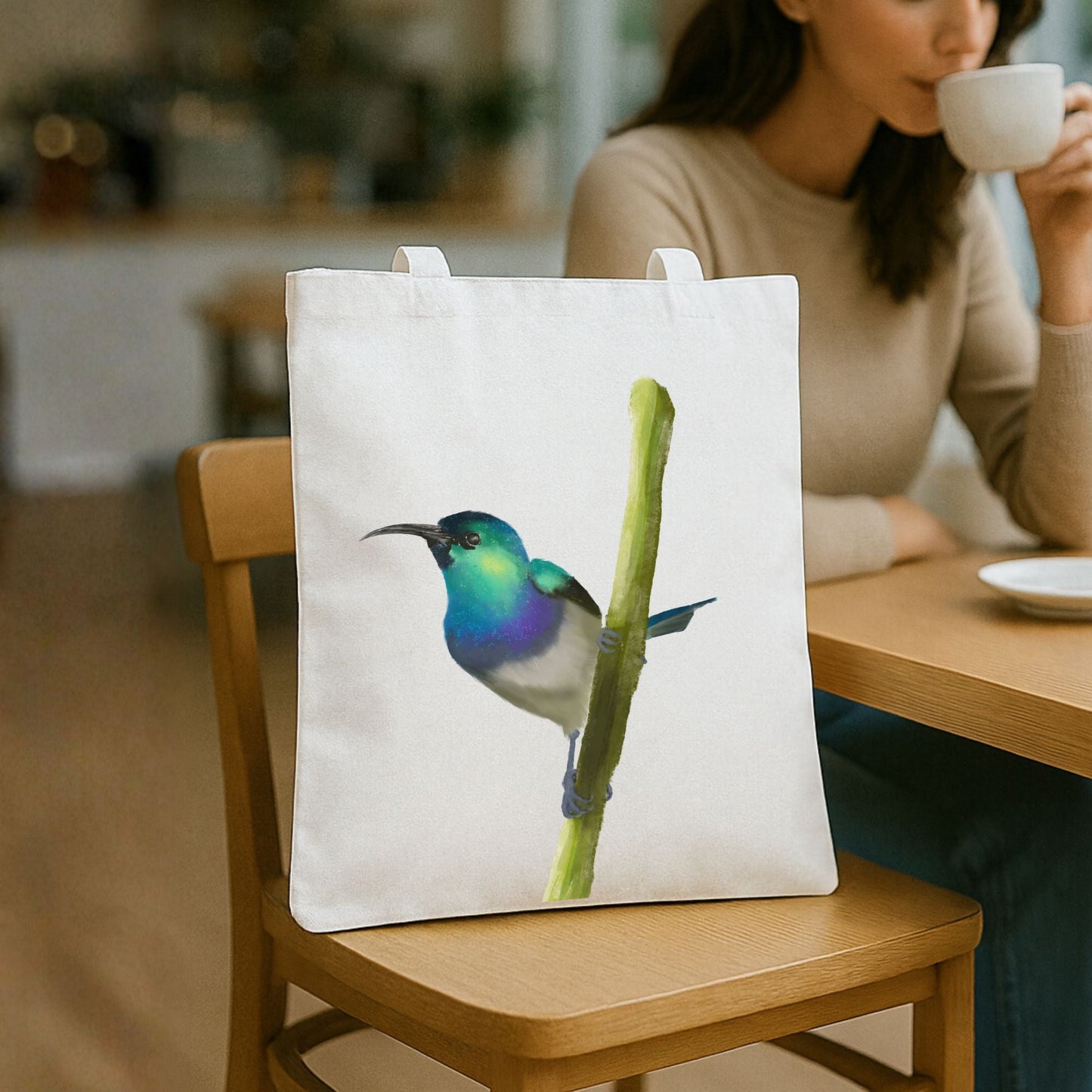 Hummingbird Canvas Tote Bag - MerikaArt