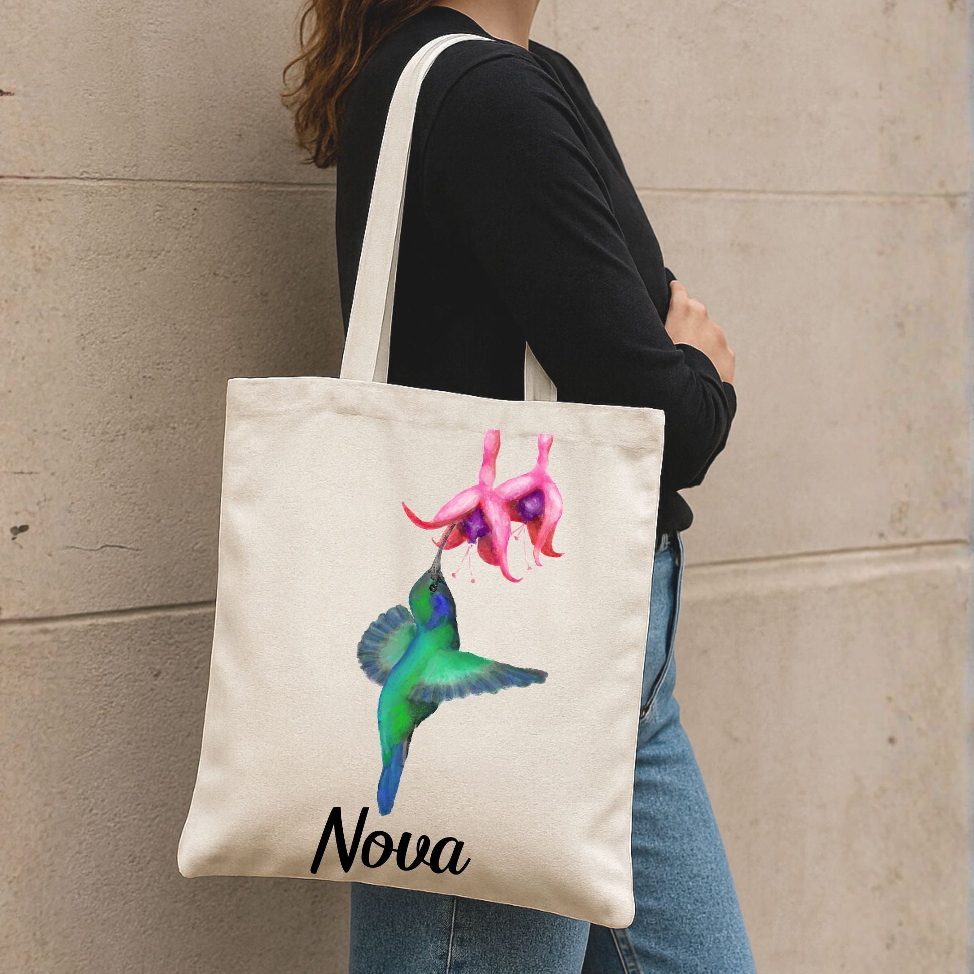 Hummingbird Canvas Tote Bag - MerikaArt