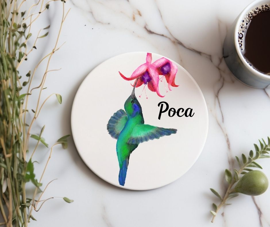 Hummingbird Ceramic Coaster - MerikaArt