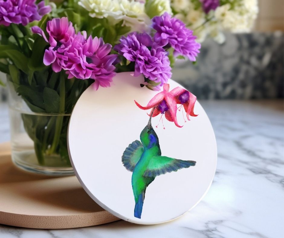 Hummingbird Ceramic Coaster - MerikaArt