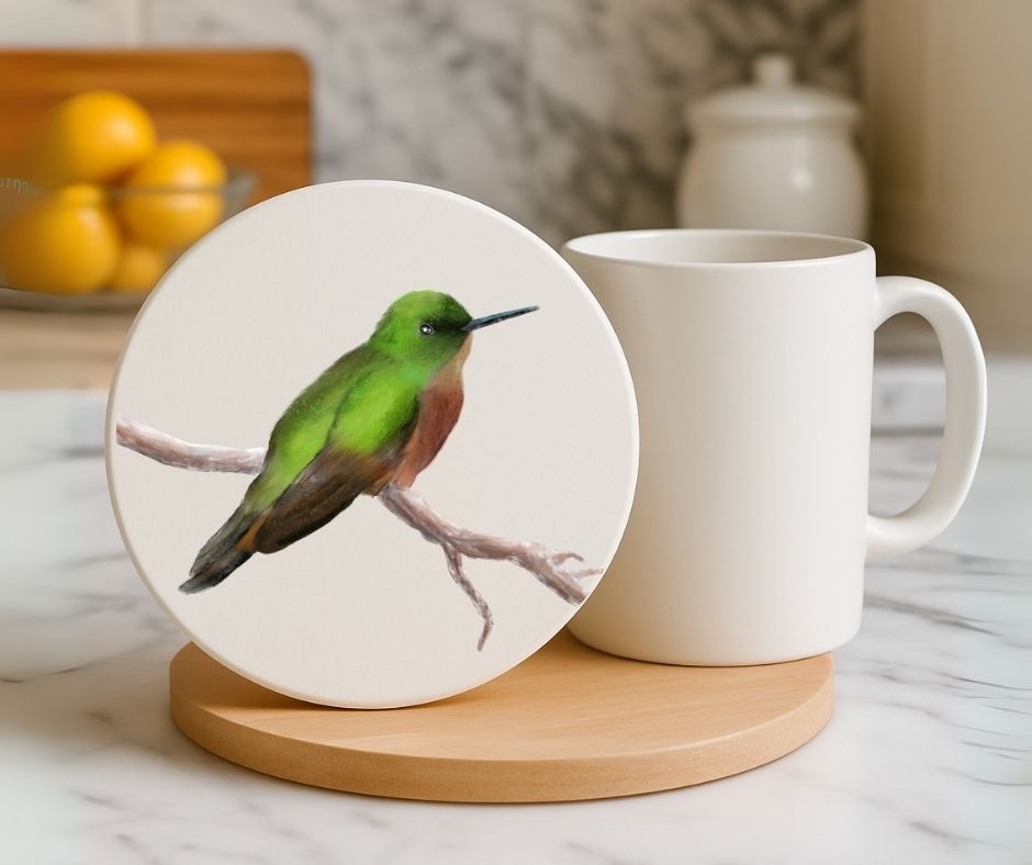 Hummingbird Ceramic Coaster - MerikaArt