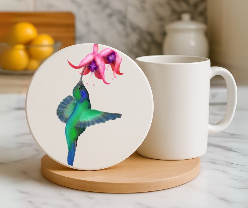 Hummingbird Ceramic Coaster - MerikaArt