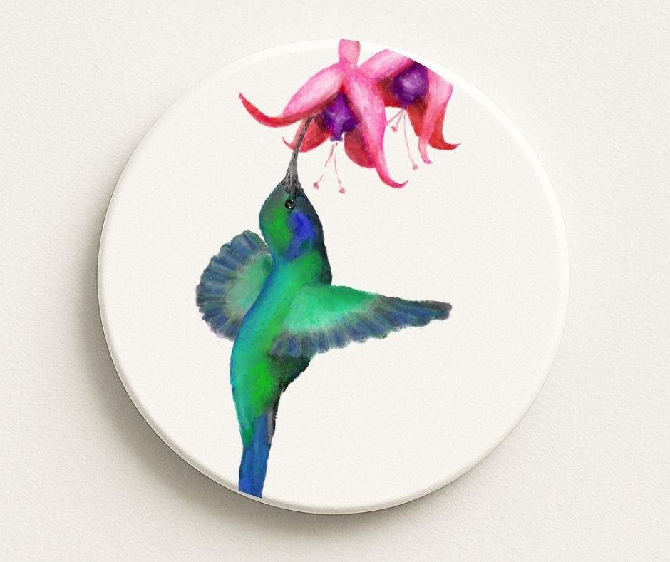 Hummingbird Ceramic Coaster - MerikaArt