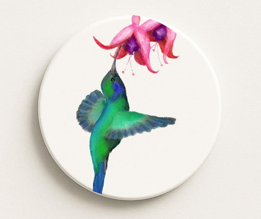 Hummingbird Ceramic Coaster - MerikaArt