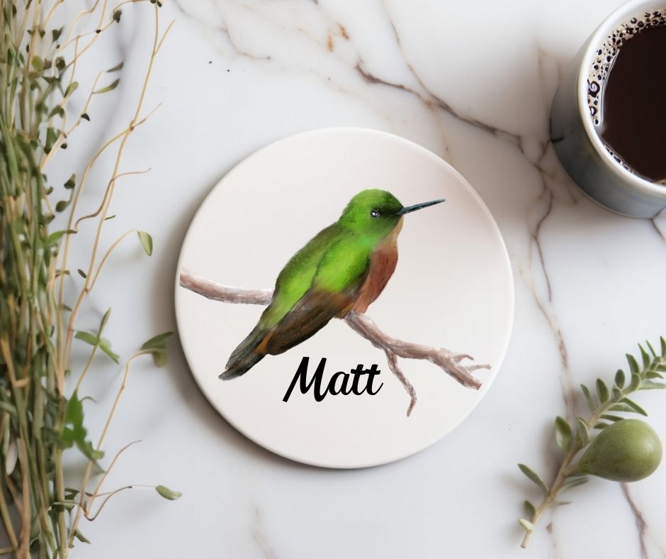 Hummingbird Ceramic Coaster - MerikaArt