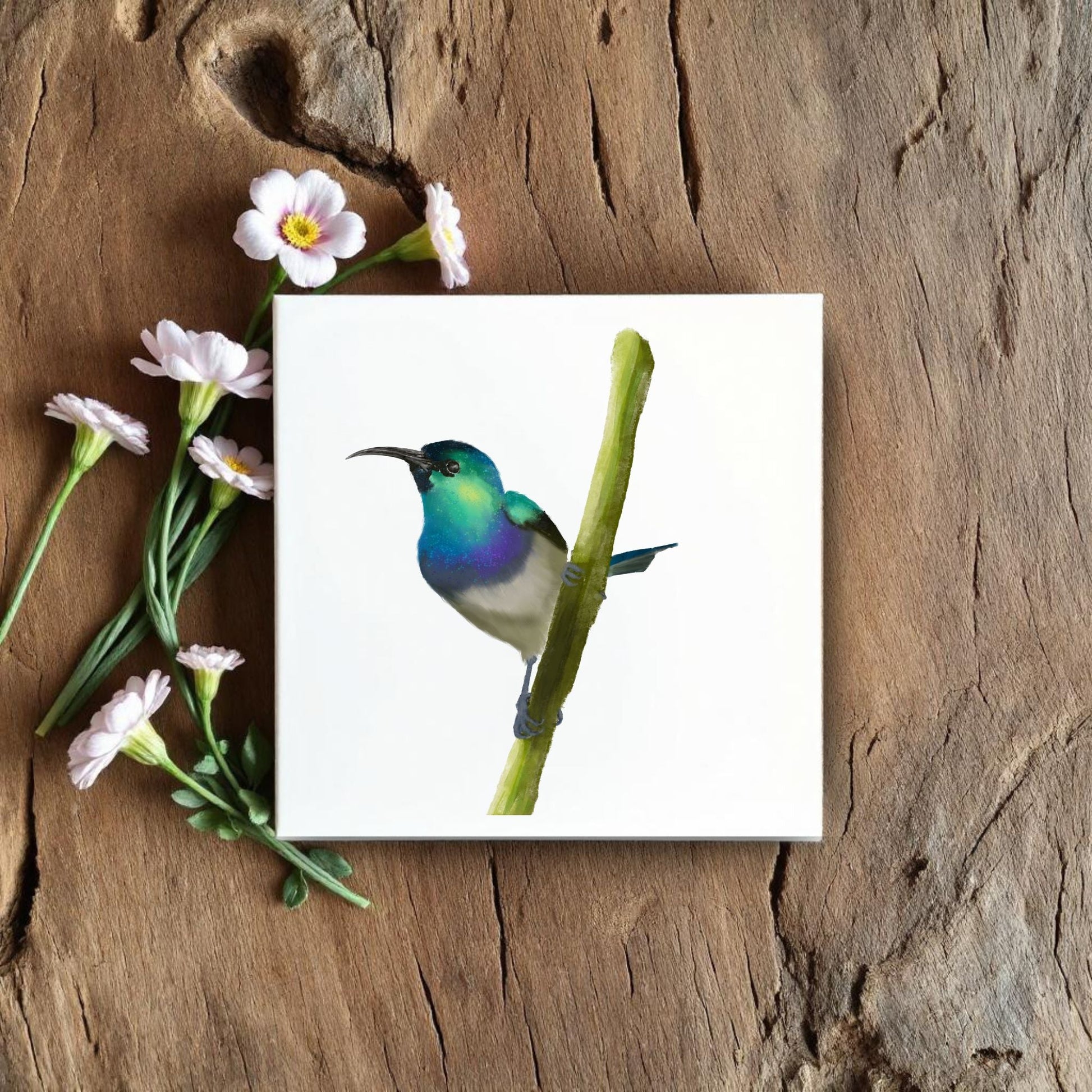 Hummingbird Ceramic Tile – Handcrafted Bird Lover Artwork - MerikaArt