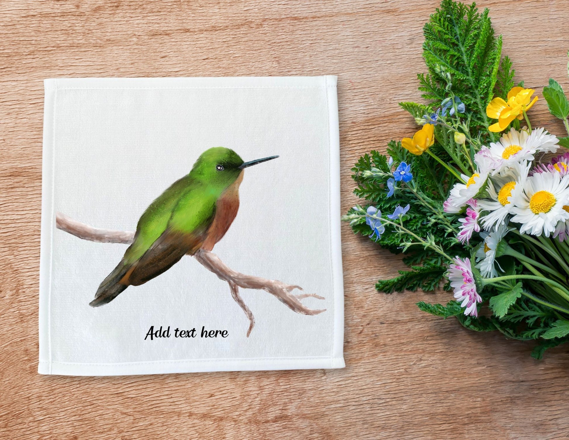 Hummingbird Perched Washcloth – A Nature Lover's Delight - MerikaArt