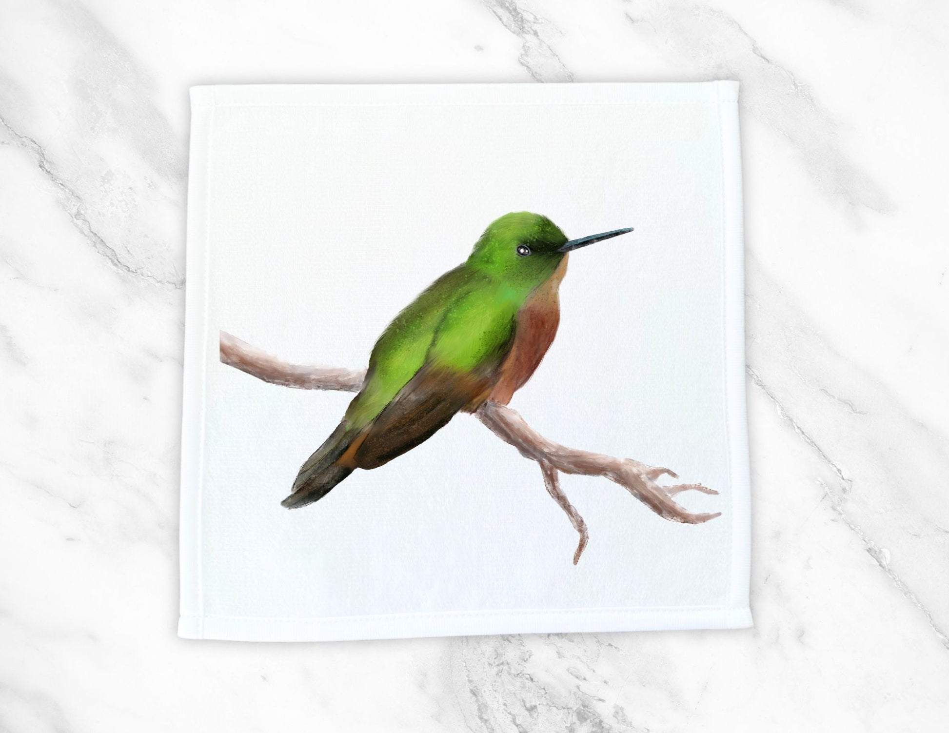 Hummingbird Perched Washcloth – A Nature Lover's Delight - MerikaArt