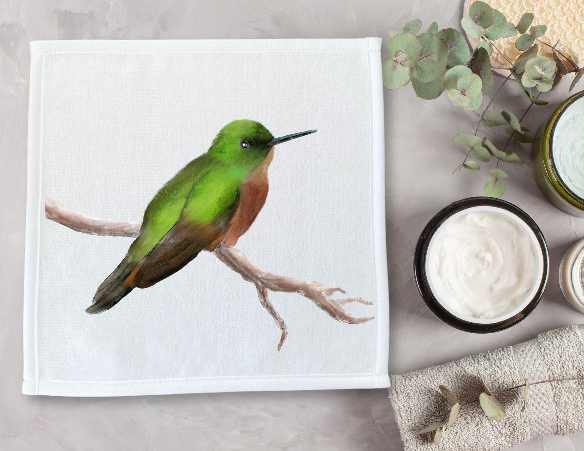 Hummingbird Perched Washcloth – A Nature Lover's Delight - MerikaArt