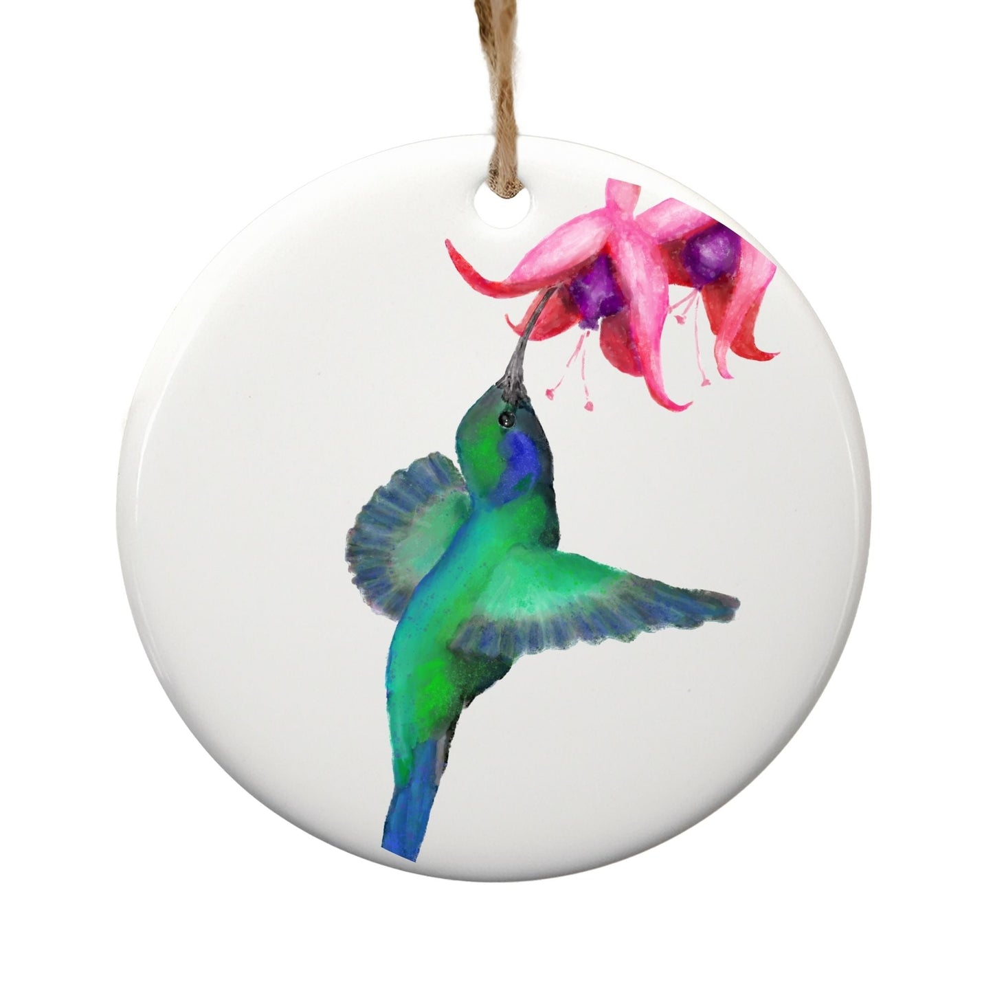 Hummingbird with Flower Ornament - MerikaArt