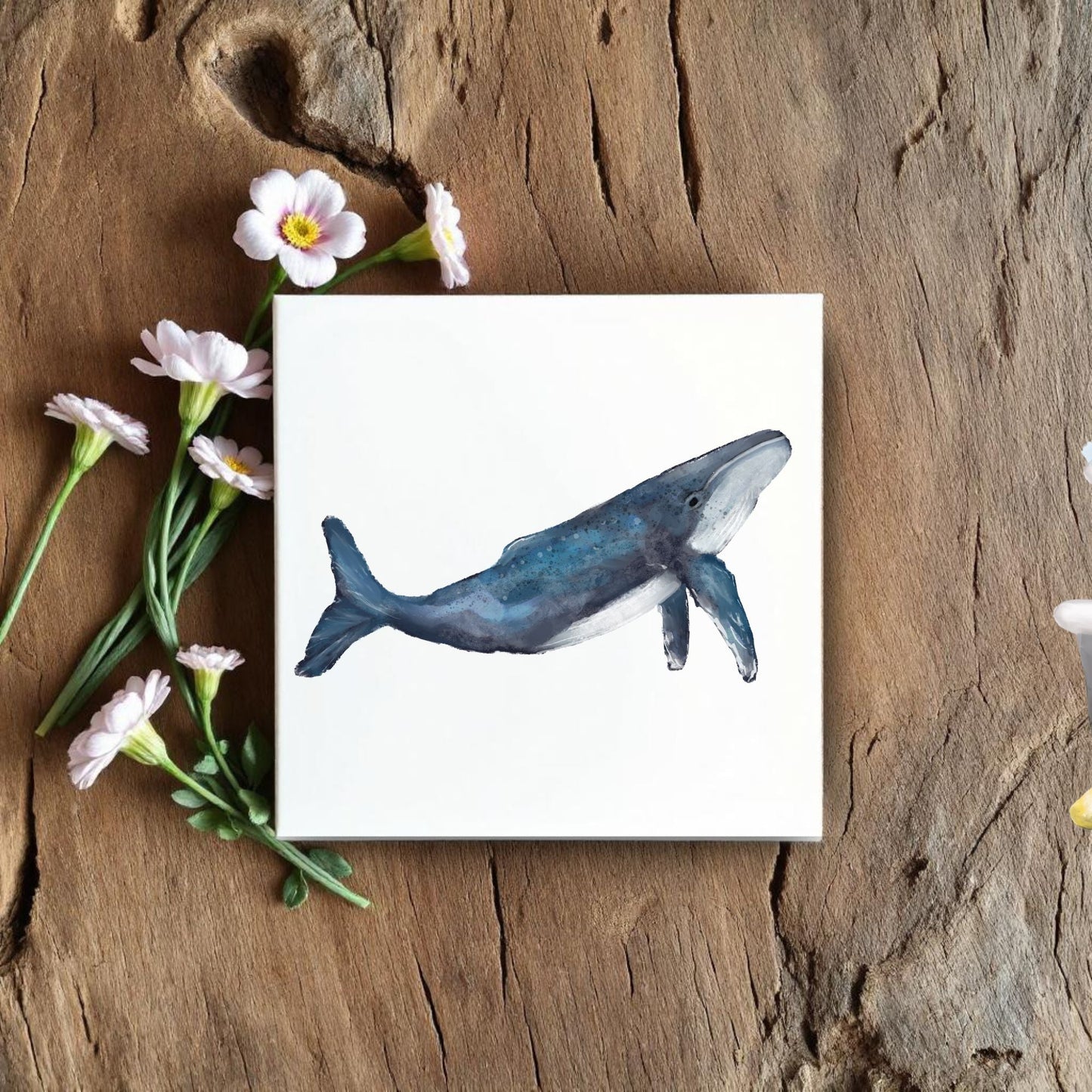 Humpback Whale Ceramic Tile – Handcrafted Oceanic Decor - MerikaArt