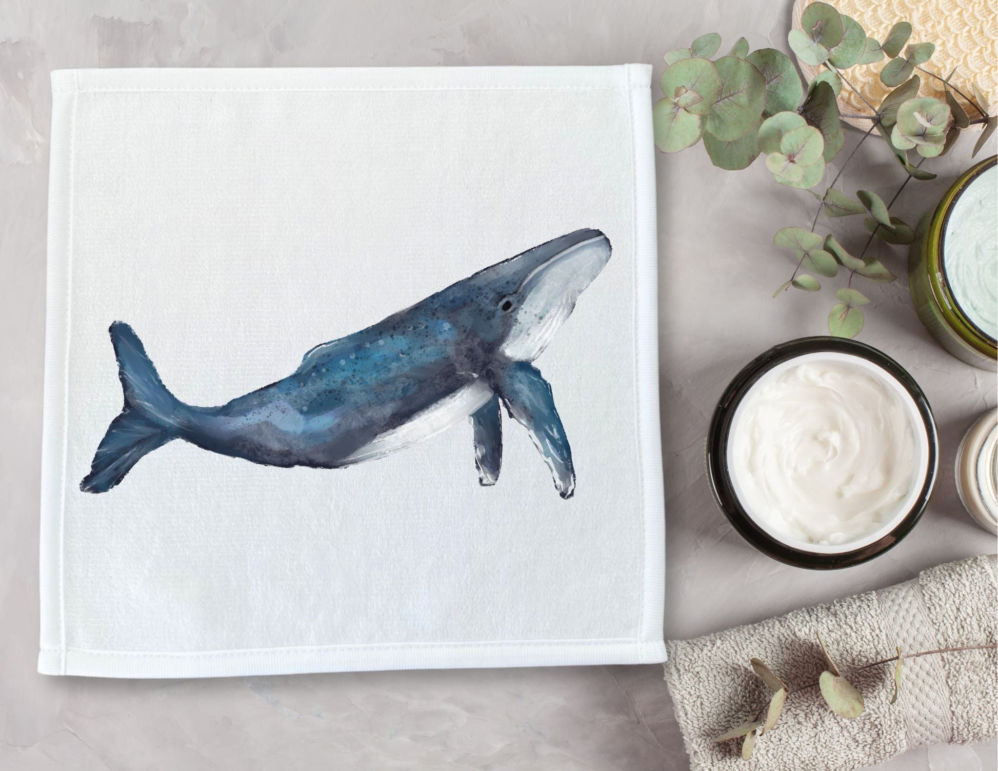 Humpback Whale Washcloth - MerikaArt