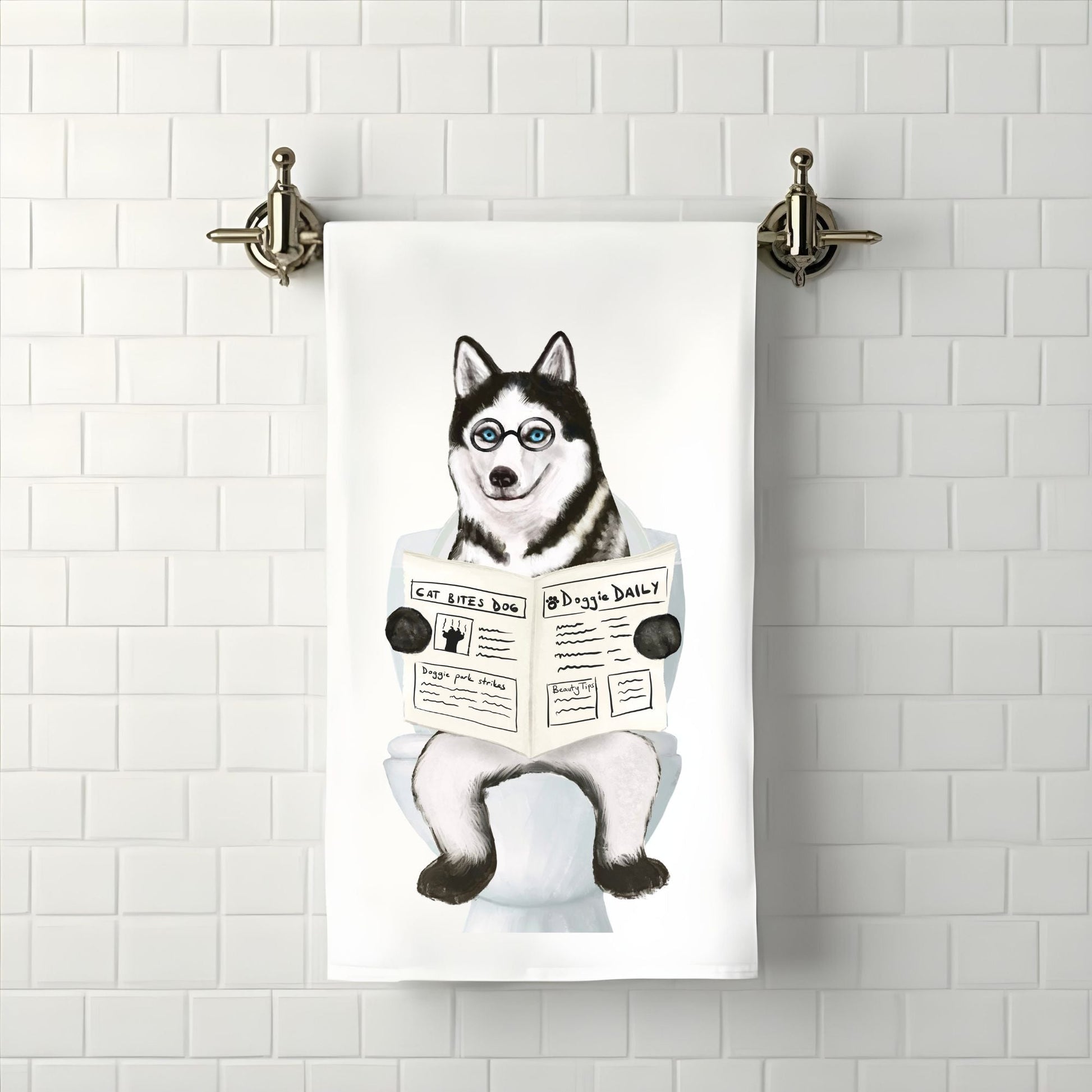 Husky Dog Bathroom Towel - MerikaArt
