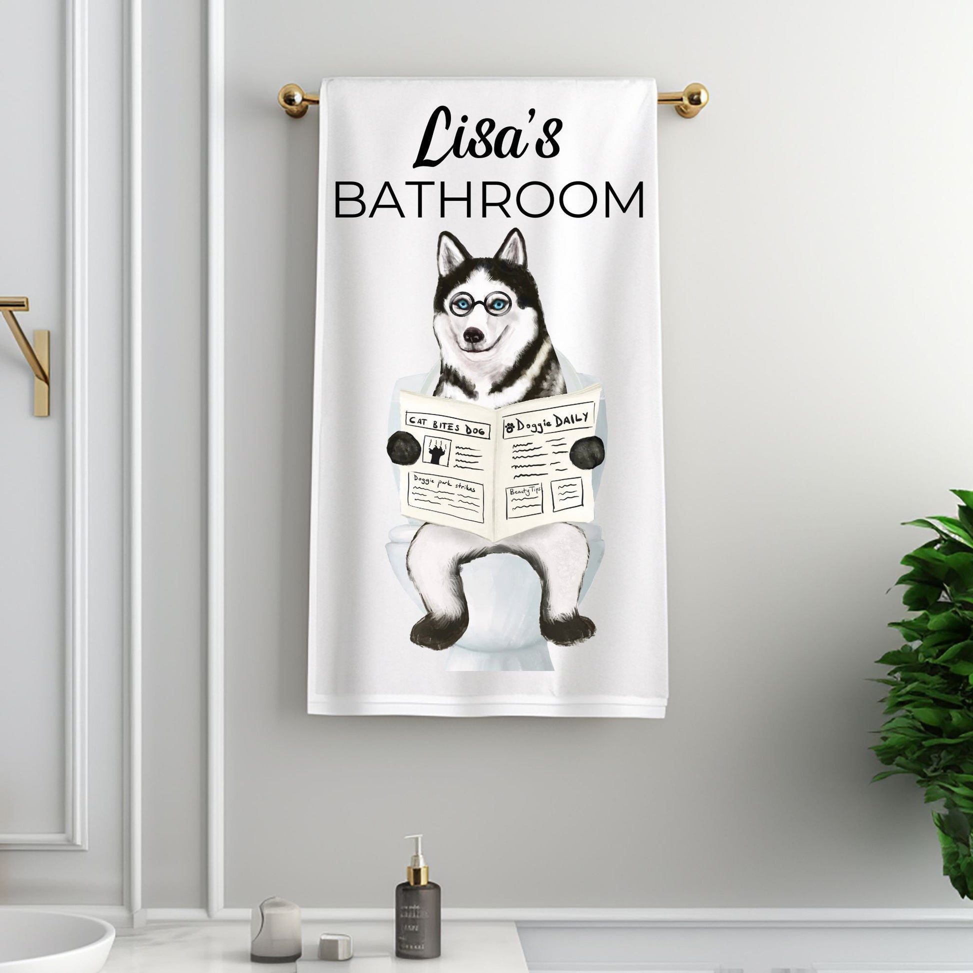 Husky Dog Bathroom Towel - MerikaArt