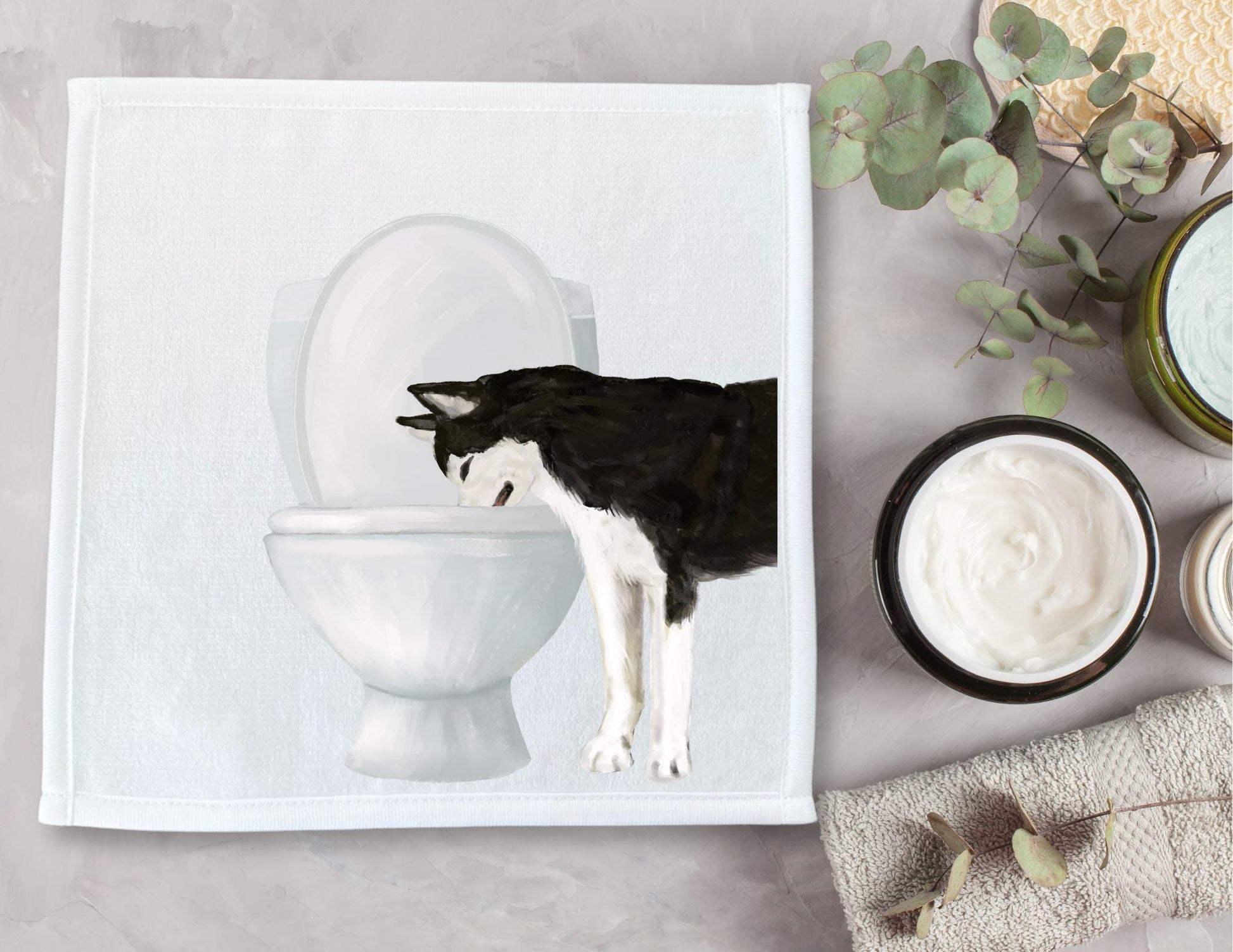Husky Dog Toilet Washcloth - MerikaArt