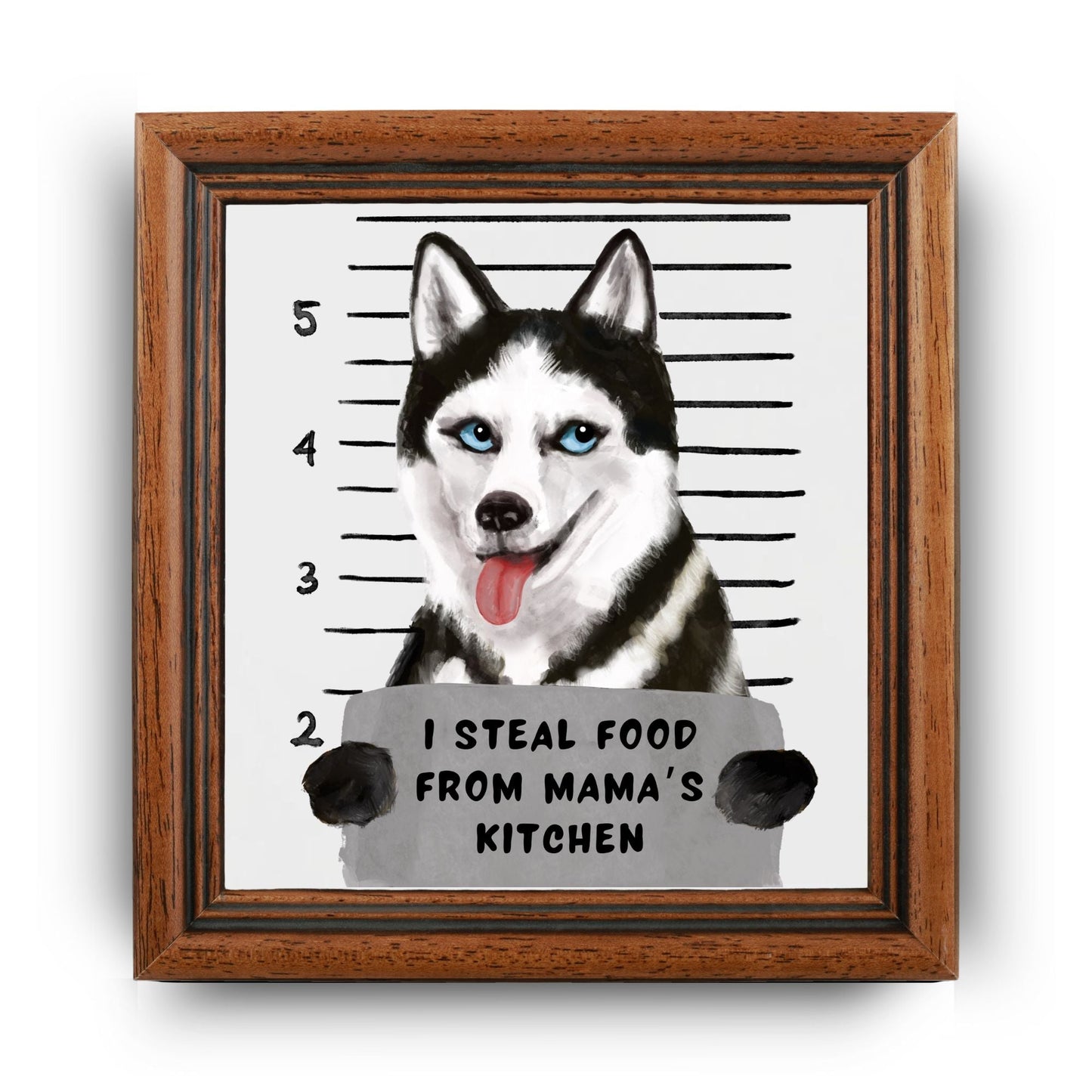 Husky Mugshot Ceramic Tile - MerikaArt