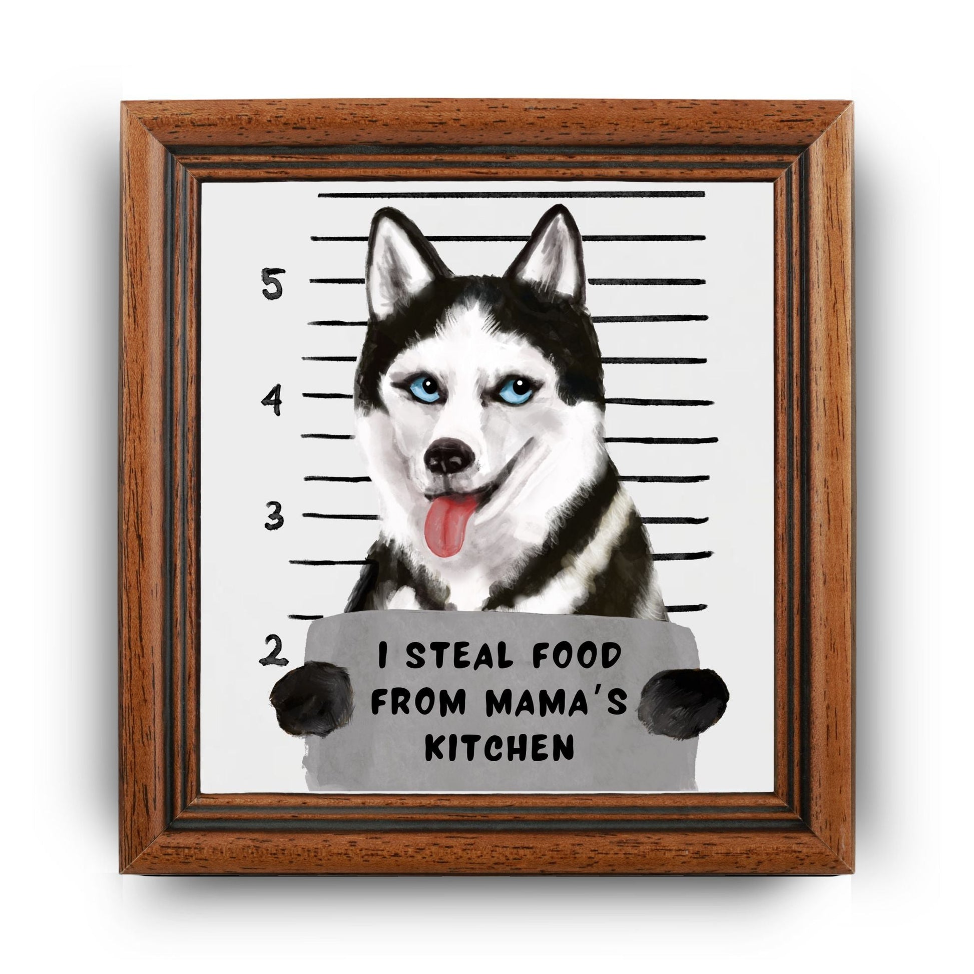 Husky Mugshot Ceramic Tile - MerikaArt