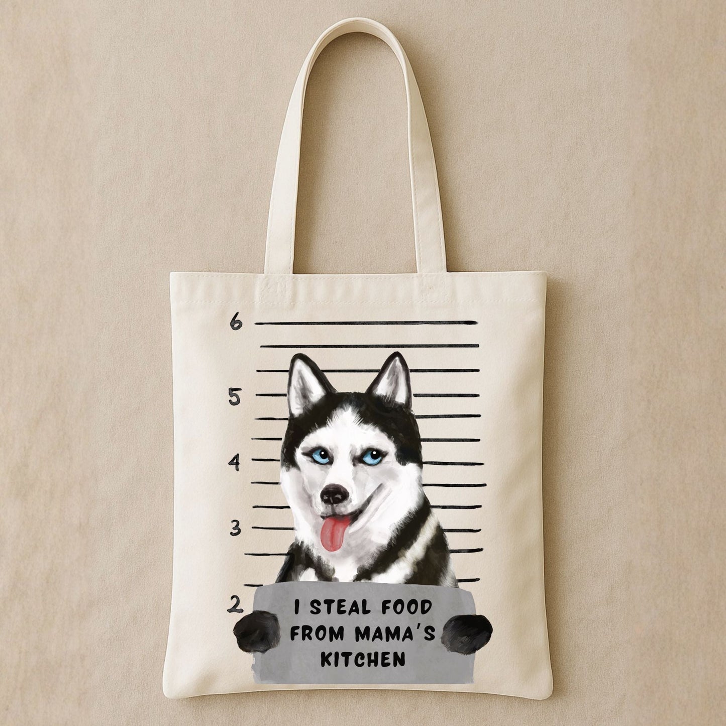 Husky Mugshot Tote Bag - MerikaArt
