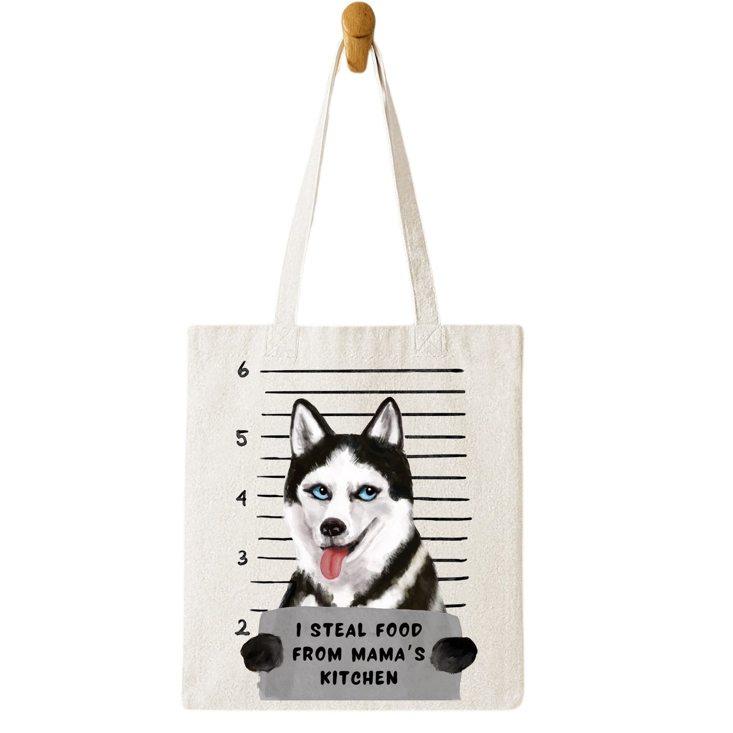 Husky Mugshot Tote Bag - MerikaArt