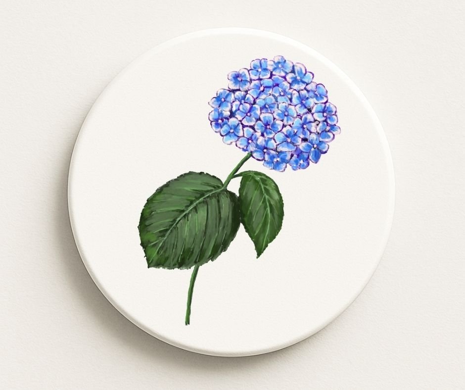 Hydrangea Ceramic Coaster - MerikaArt