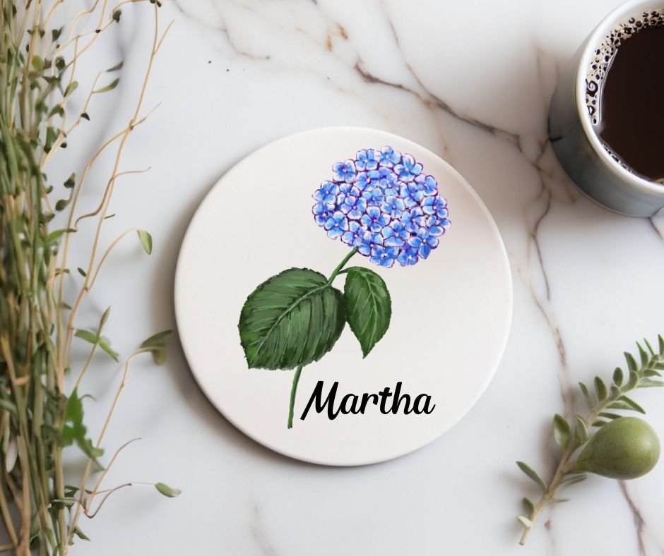 Hydrangea Ceramic Coaster - MerikaArt