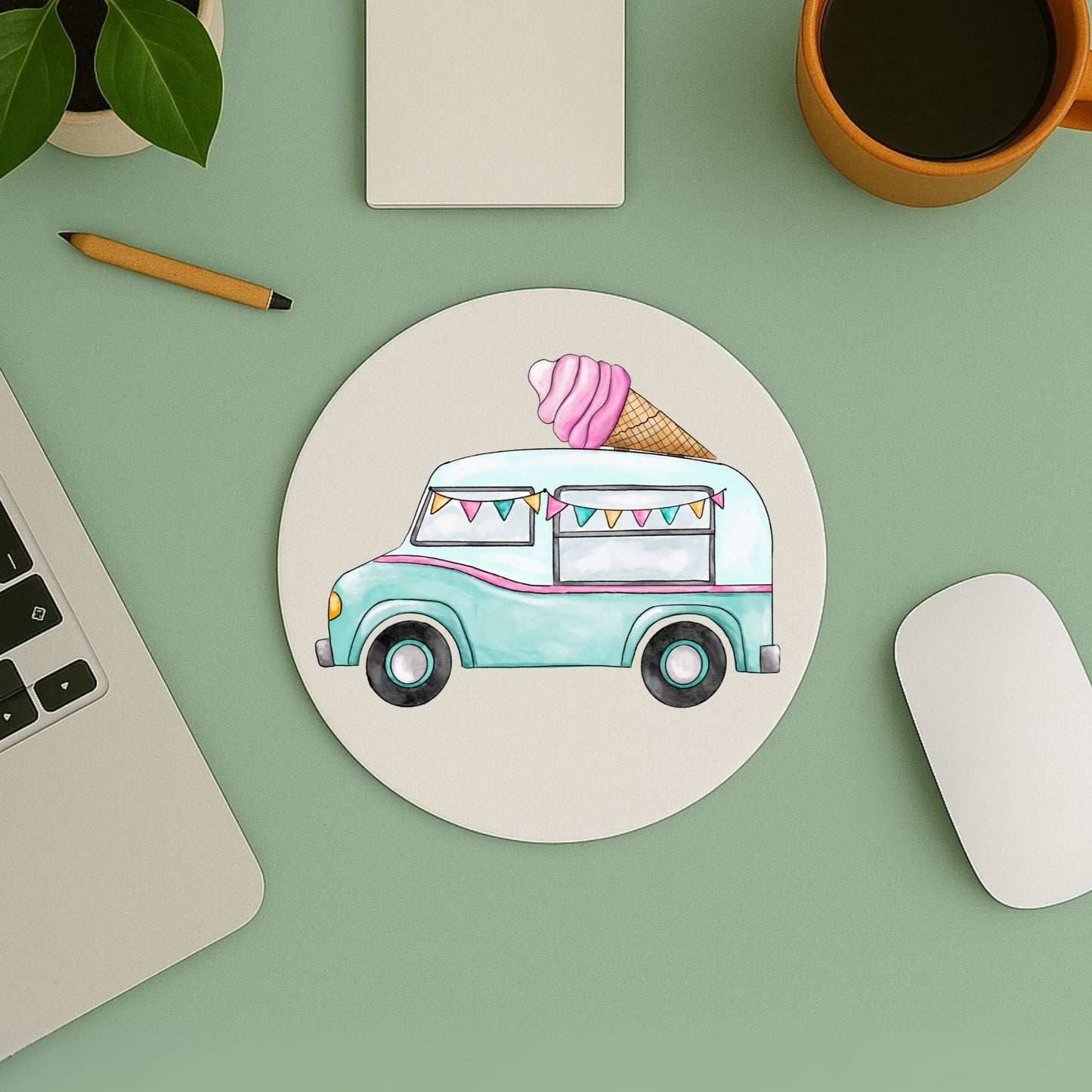 Ice Cream Truck Mousepad - MerikaArt