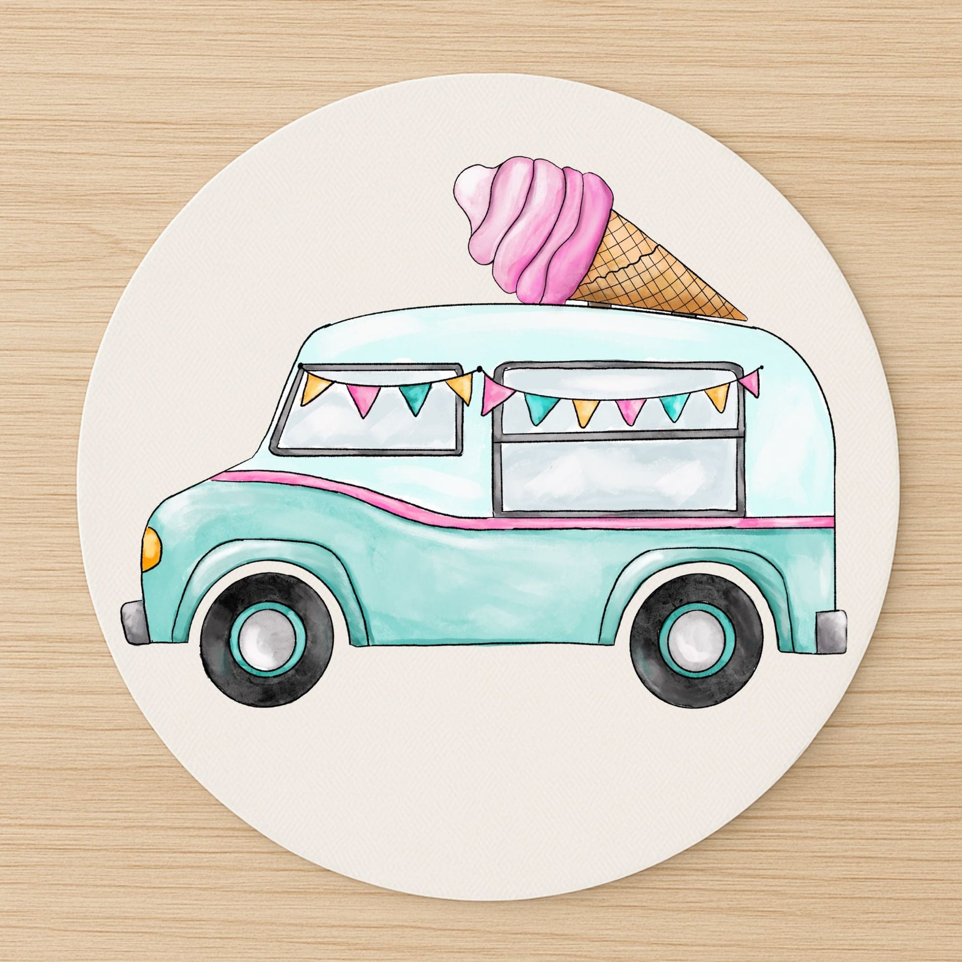 Ice Cream Truck Mousepad - MerikaArt