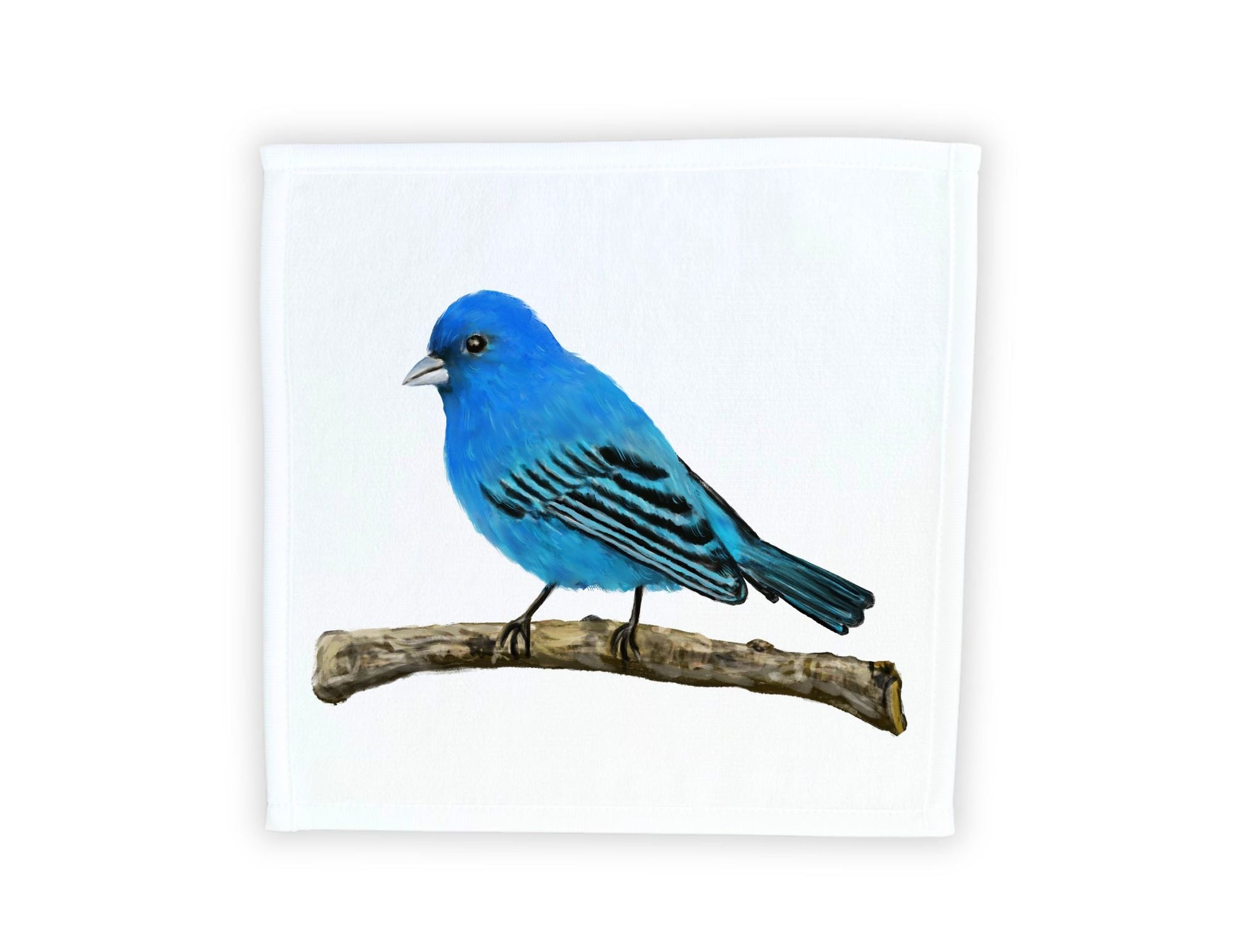 Indigo Bunting Bird Washcloth - MerikaArt