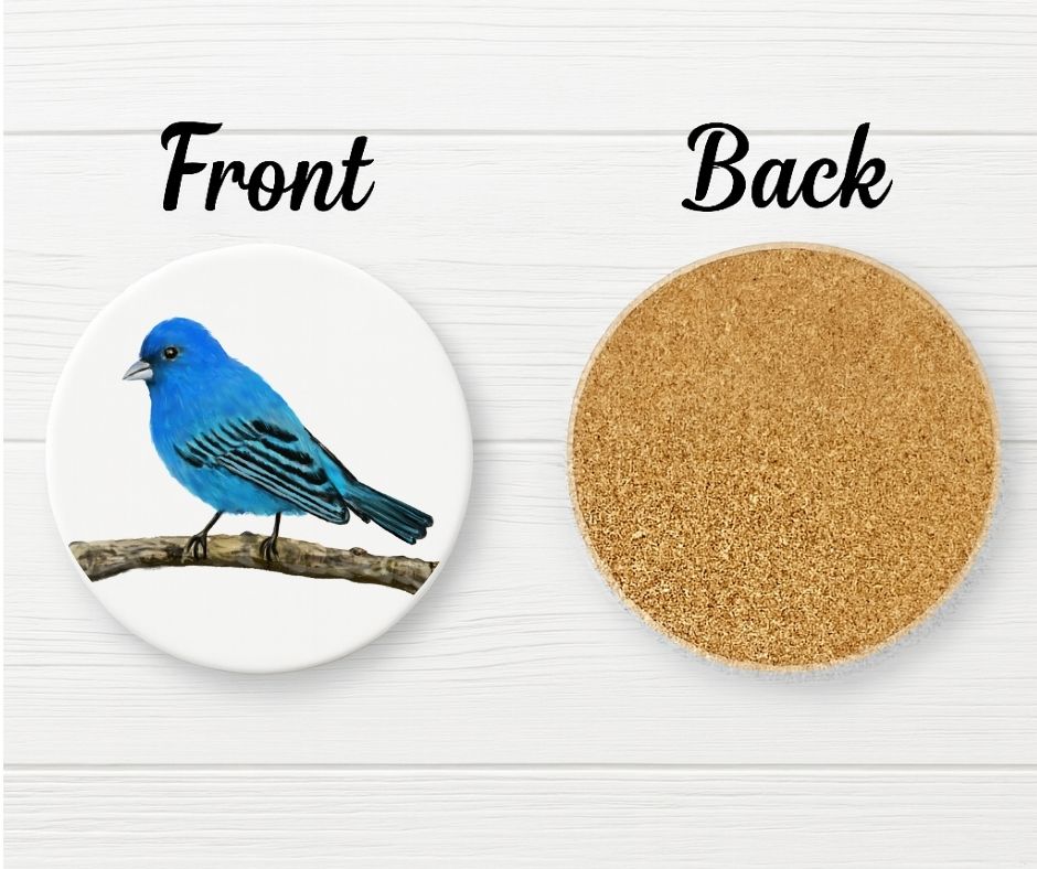 Indigo Bunting Ceramic Coaster - MerikaArt