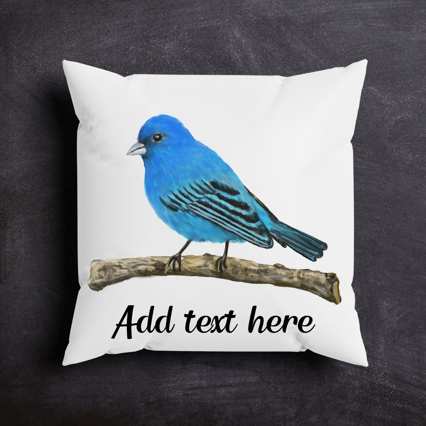 Indigo Bunting Decorative Pillow - MerikaArt