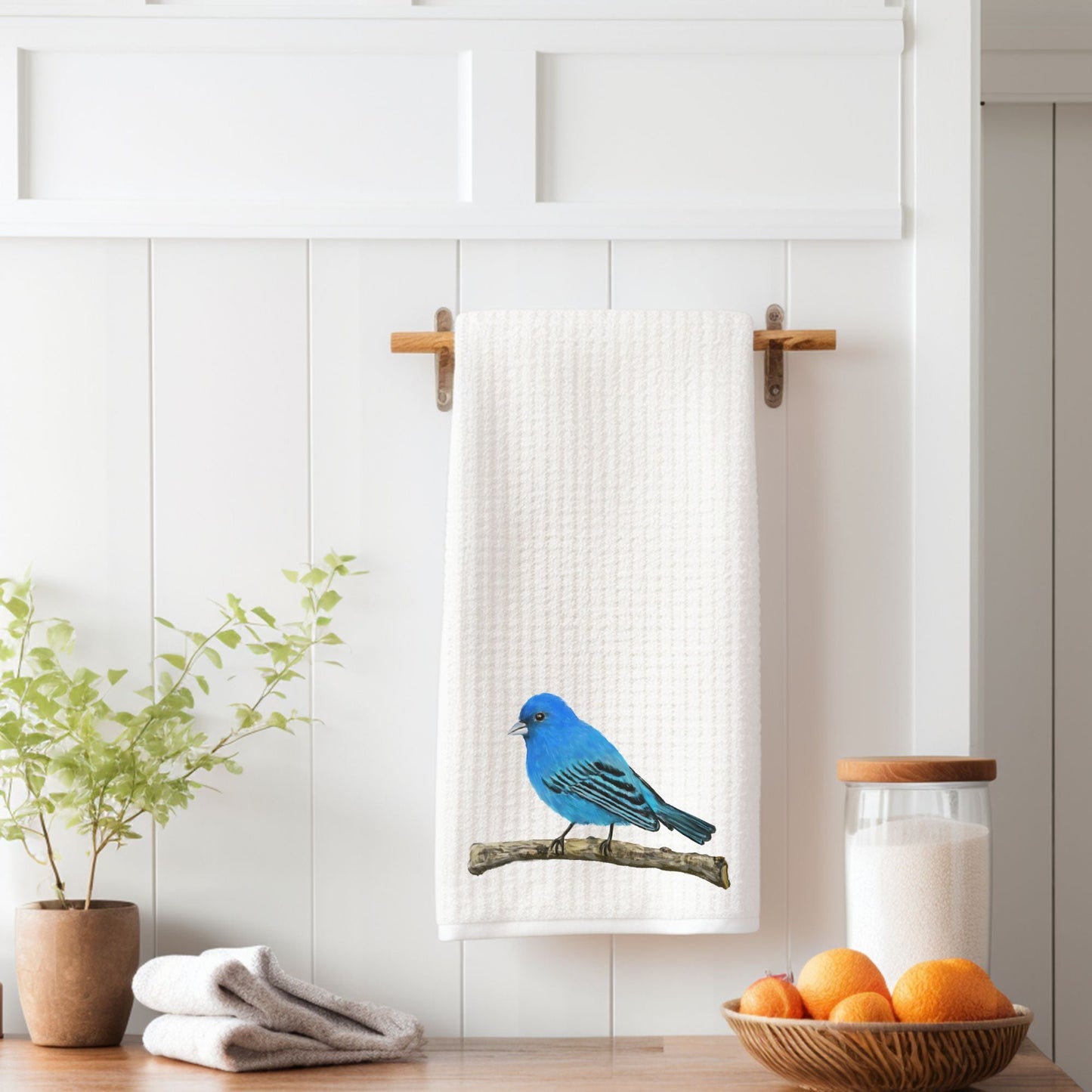 Indigo Bunting Kitchen Towel - MerikaArt