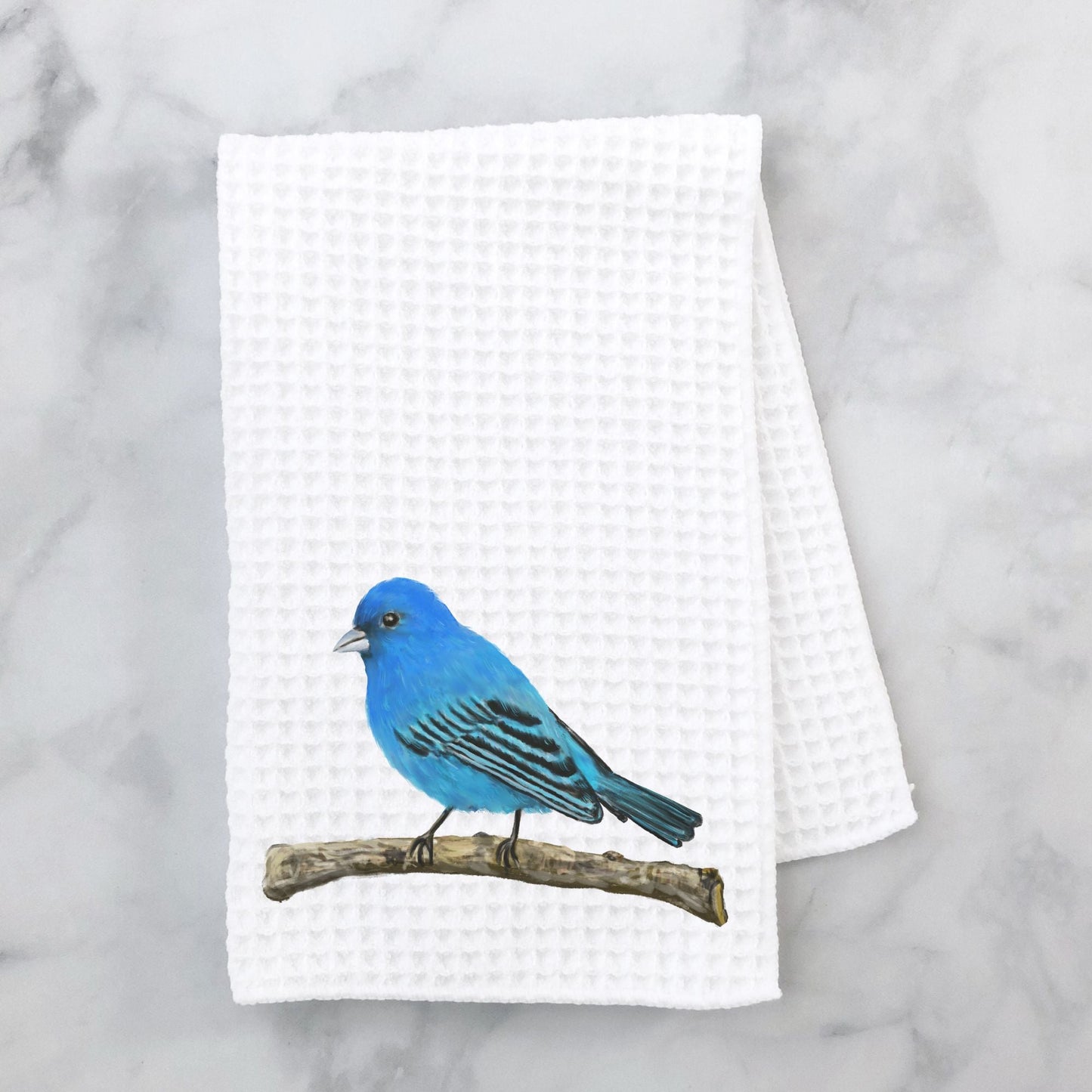 Indigo Bunting Kitchen Towel - MerikaArt