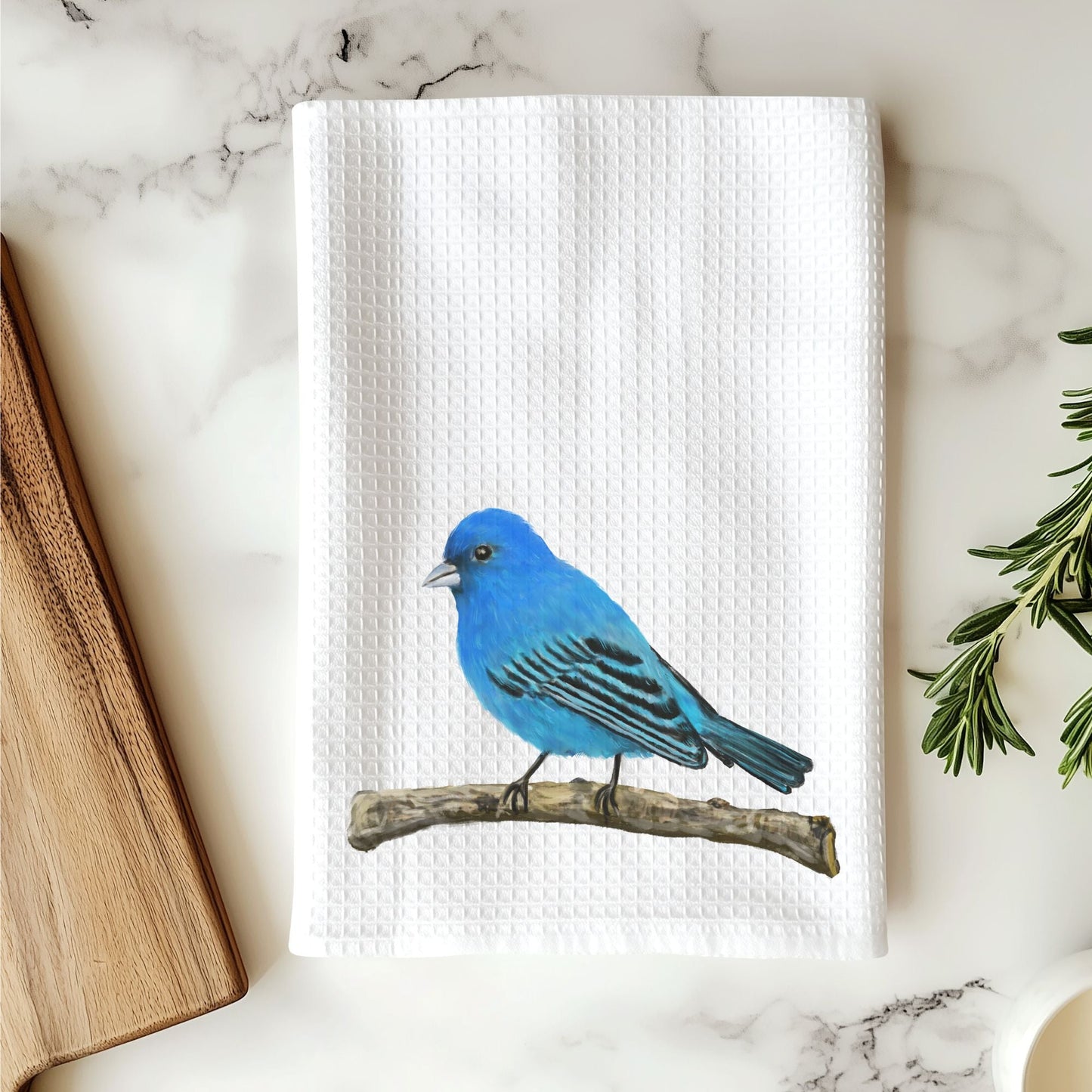 Indigo Bunting Kitchen Towel - MerikaArt