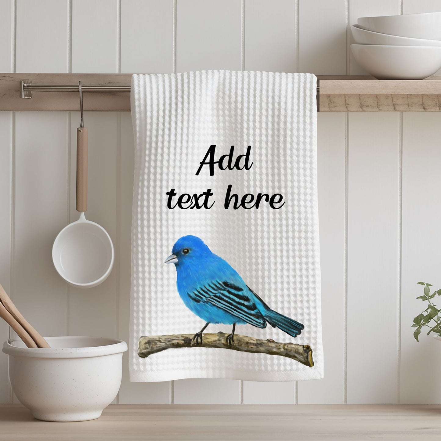 Indigo Bunting Kitchen Towel - MerikaArt