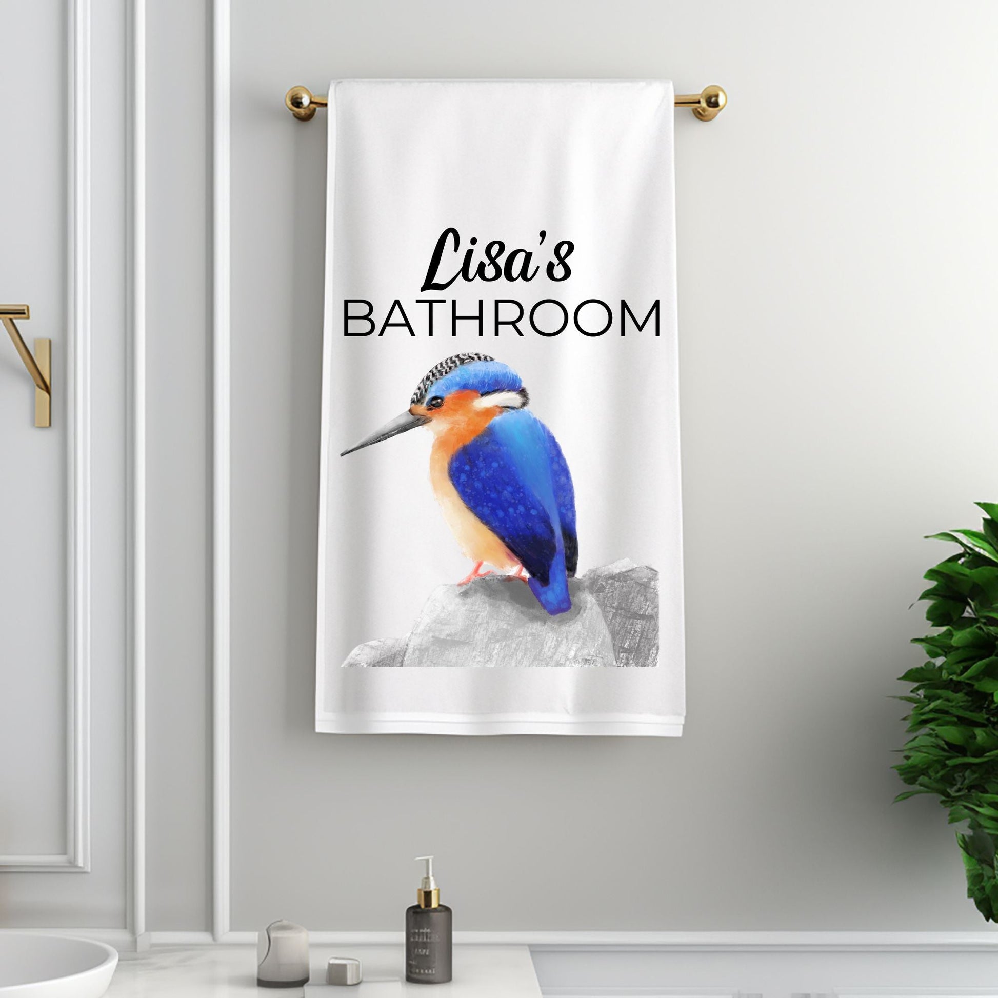 Kingfisher Bathroom Towel - MerikaArt
