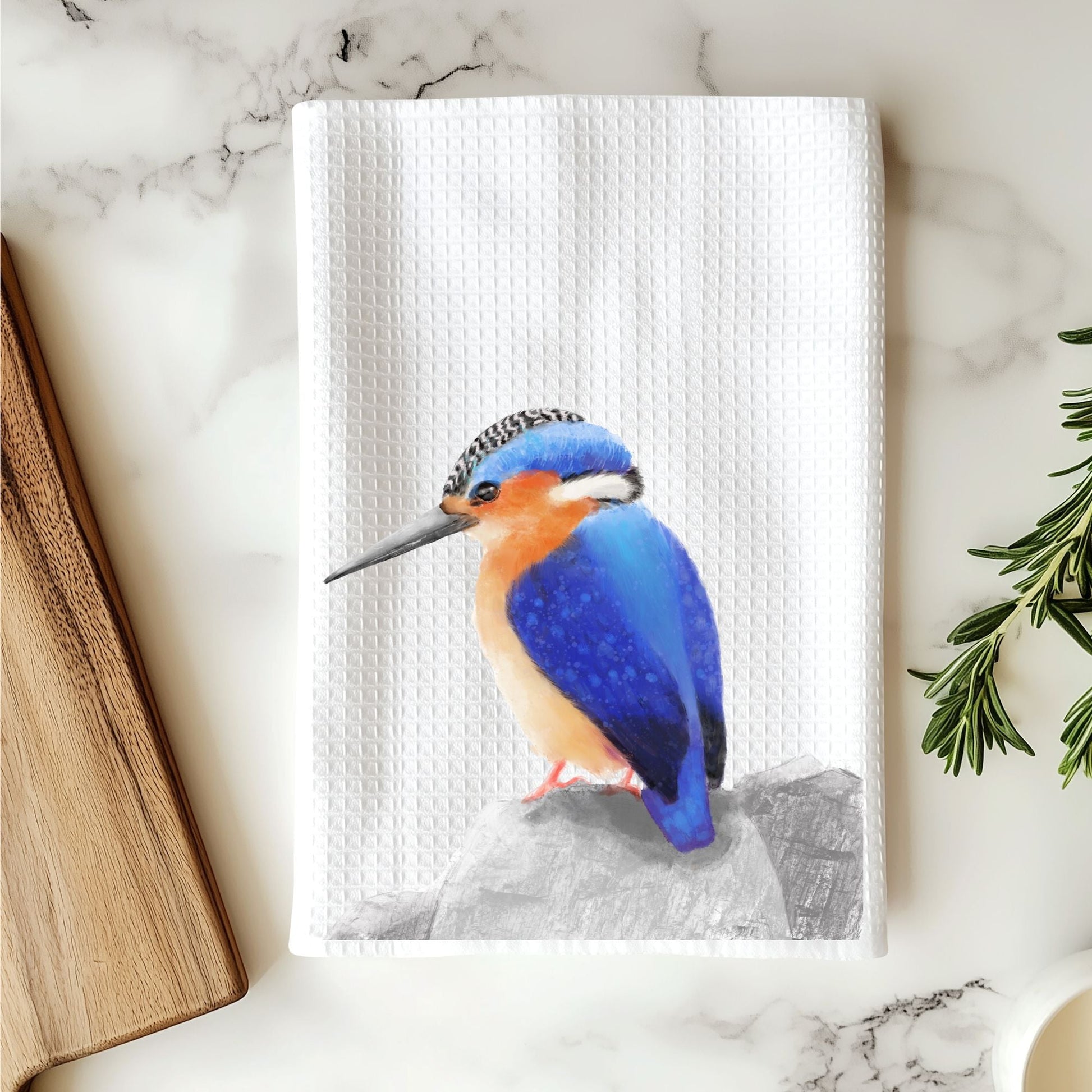 Kingfisher Bird Kitchen Towel - MerikaArt