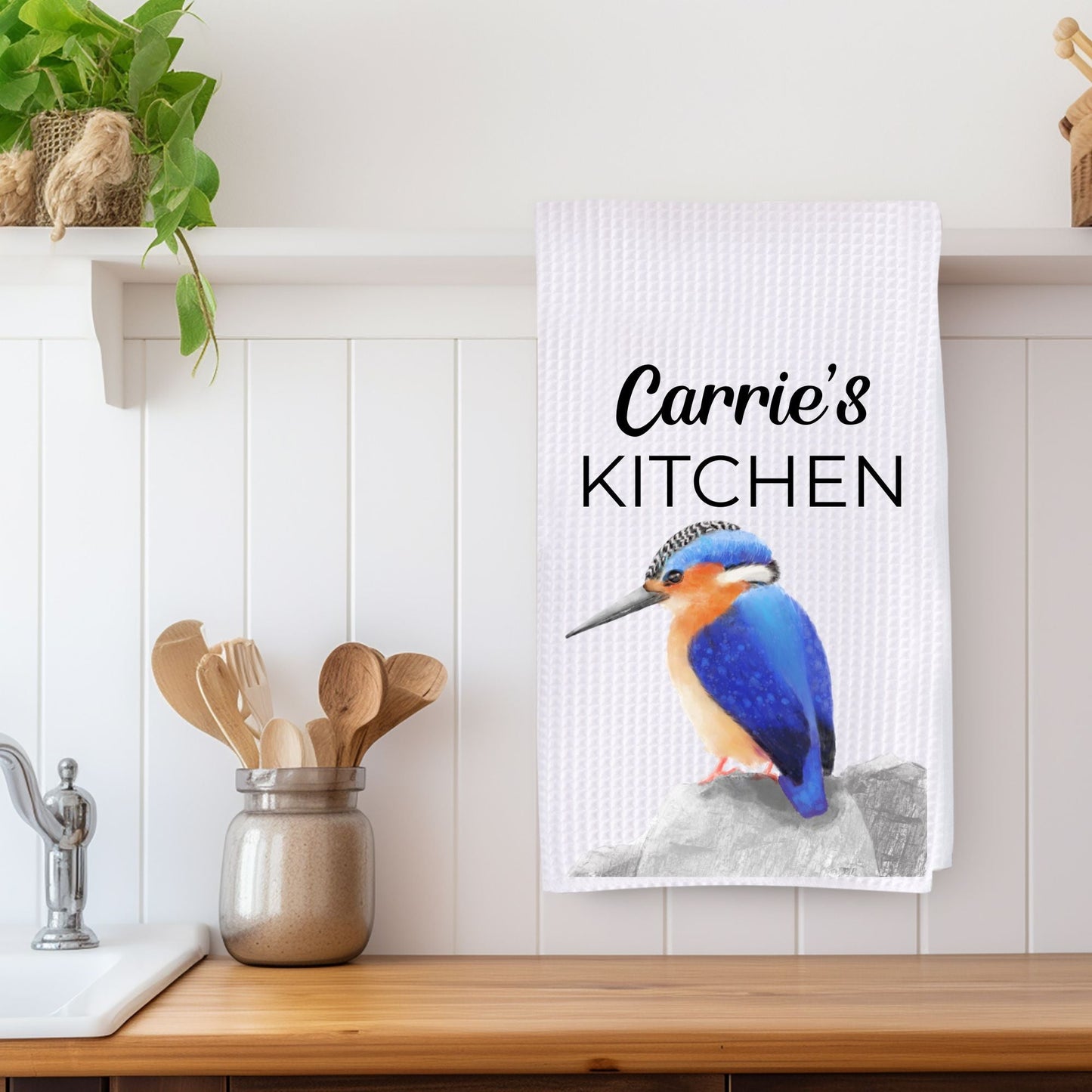 Kingfisher Bird Kitchen Towel - MerikaArt