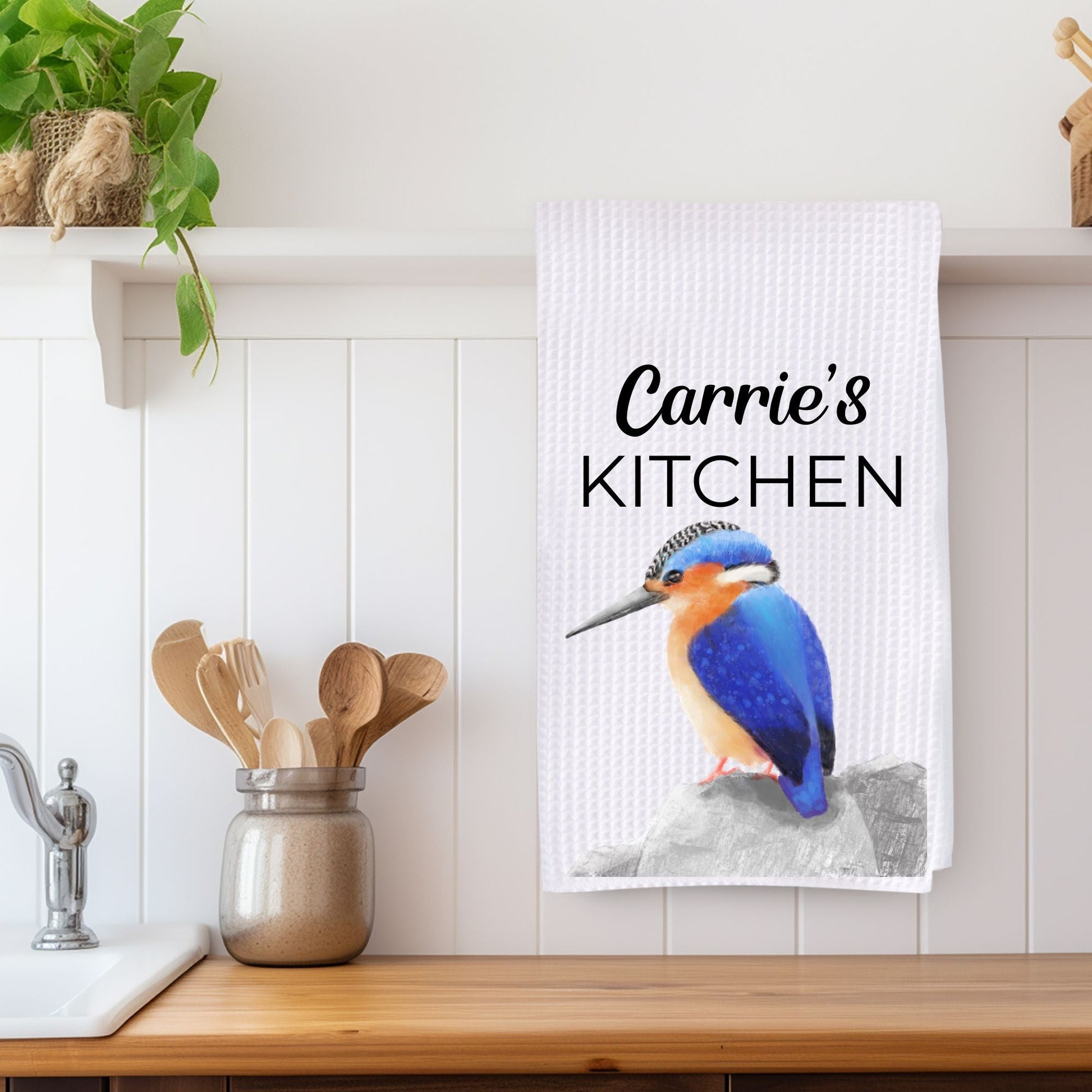Kingfisher Bird Kitchen Towel - MerikaArt