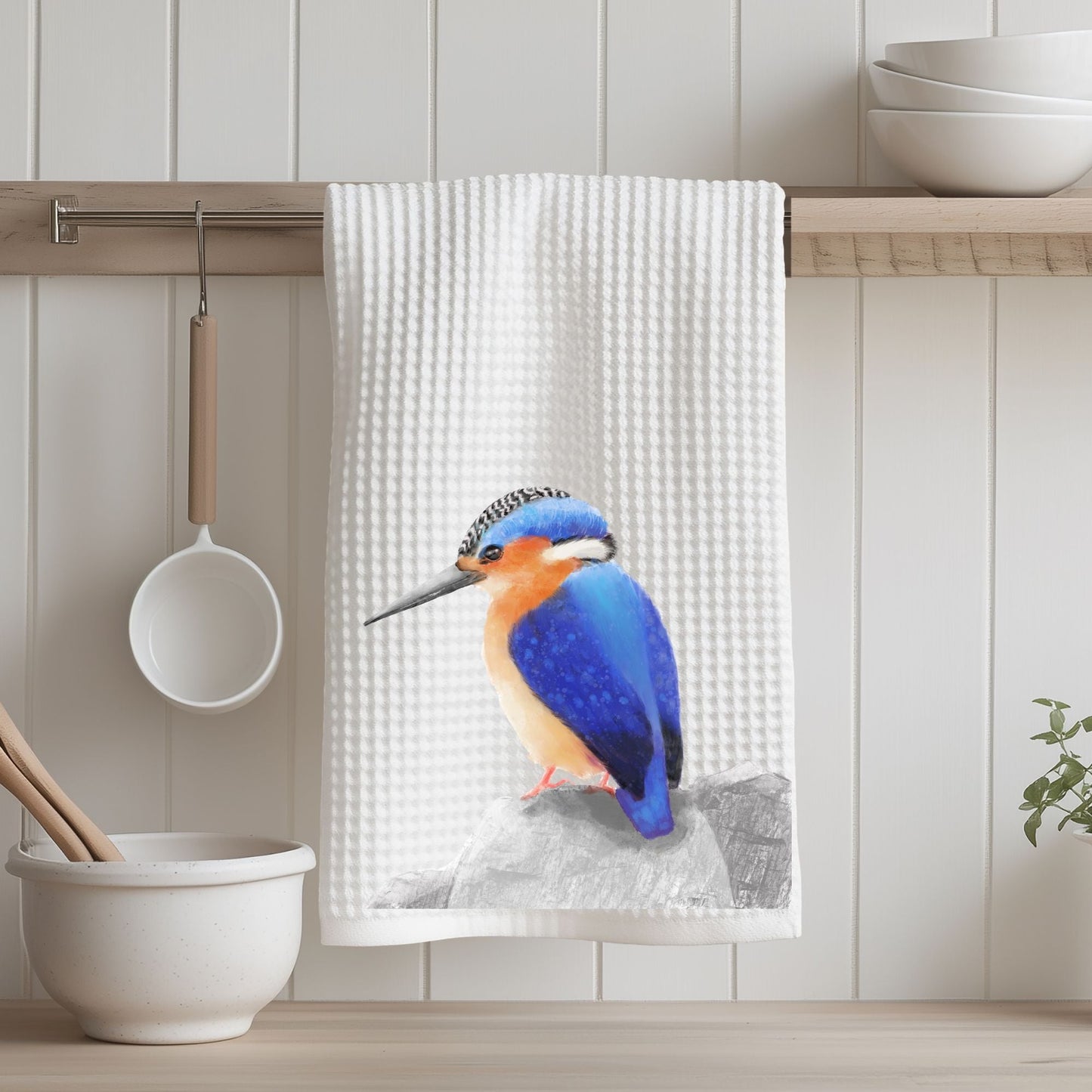 Kingfisher Bird Kitchen Towel - MerikaArt