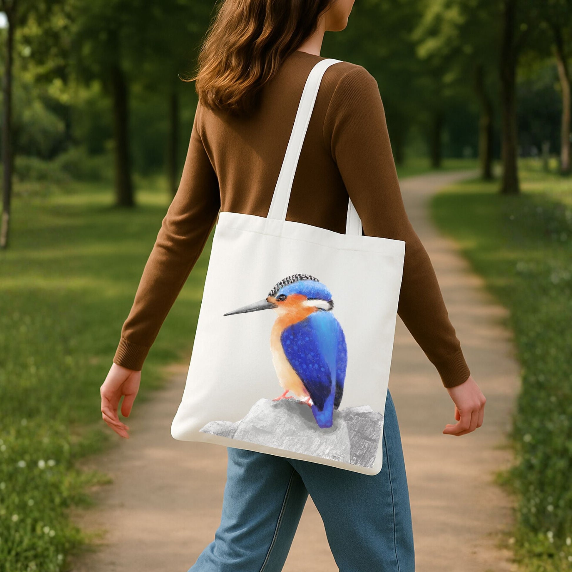 Kingfisher Canvas Tote Bag - MerikaArt
