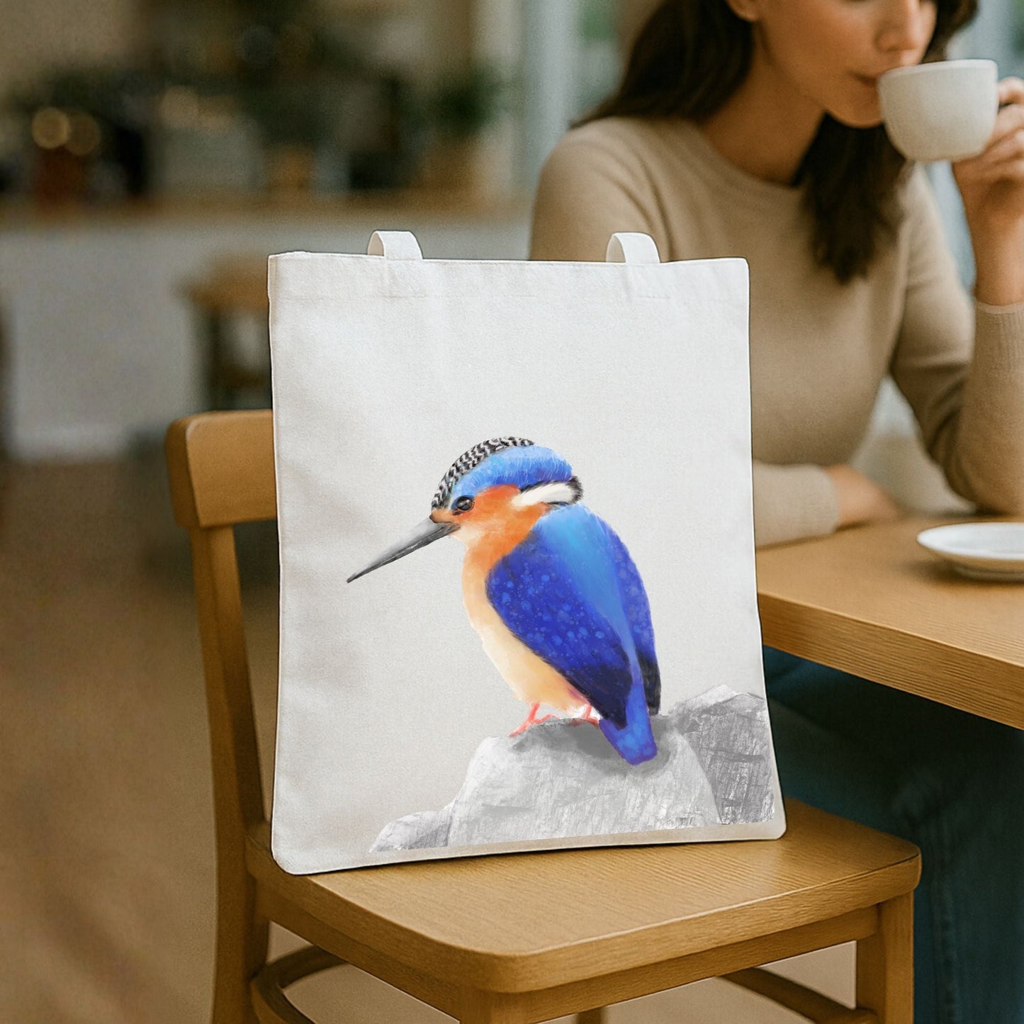 Kingfisher Canvas Tote Bag - MerikaArt