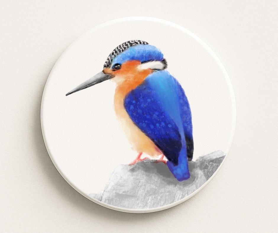 Kingfisher Ceramic Coaster - MerikaArt