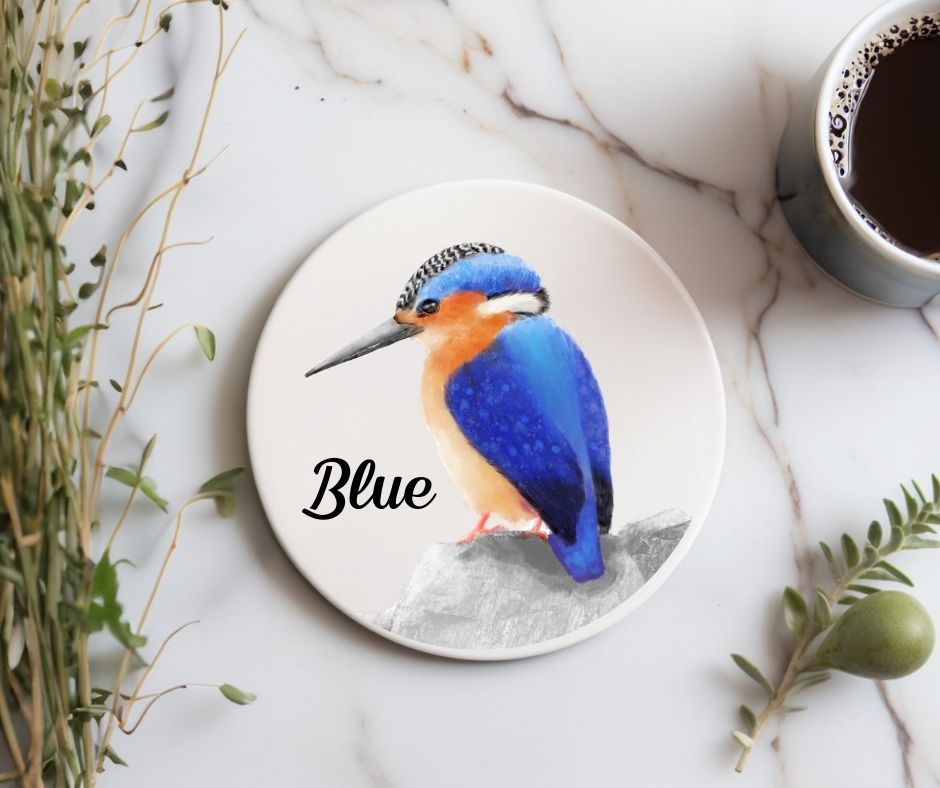 Kingfisher Ceramic Coaster - MerikaArt