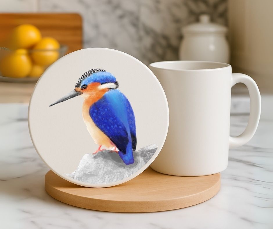 Kingfisher Ceramic Coaster - MerikaArt