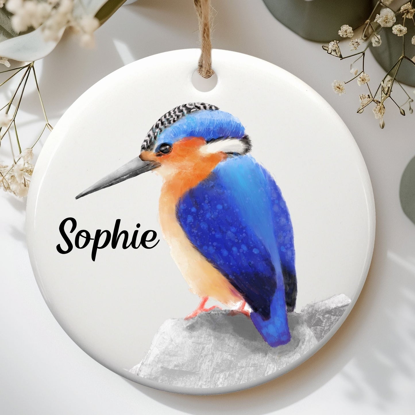 Kingfisher Ceramic Ornament - MerikaArt