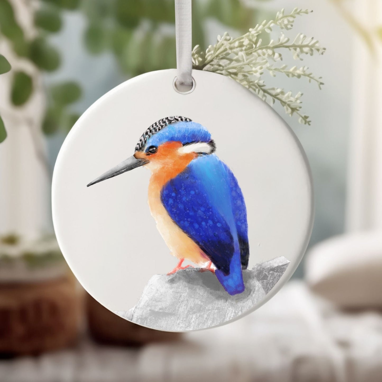 Kingfisher Ceramic Ornament - MerikaArt