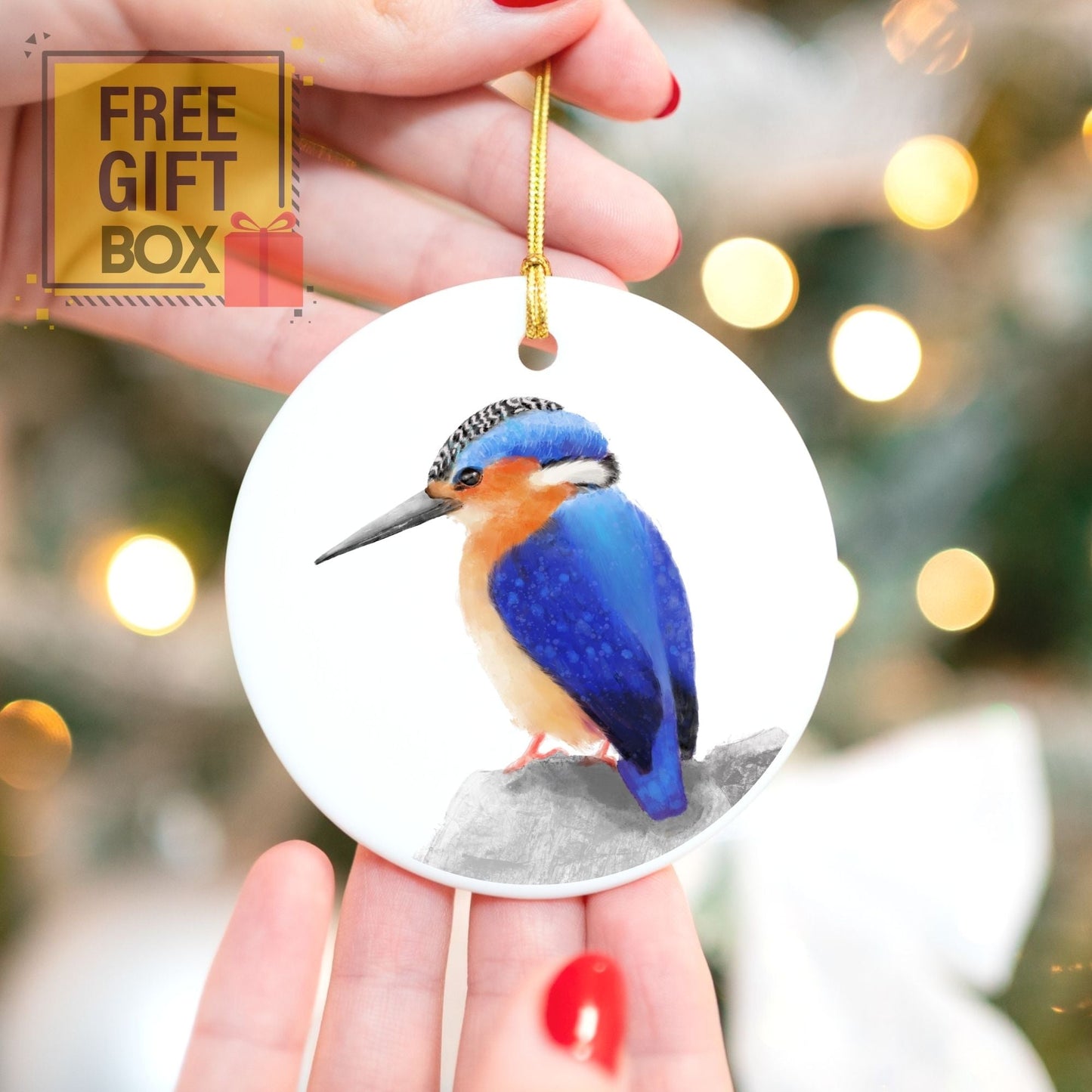Kingfisher Ceramic Ornament - MerikaArt