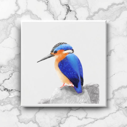 Kingfisher Ceramic Tile – Handcrafted Bird Art - MerikaArt