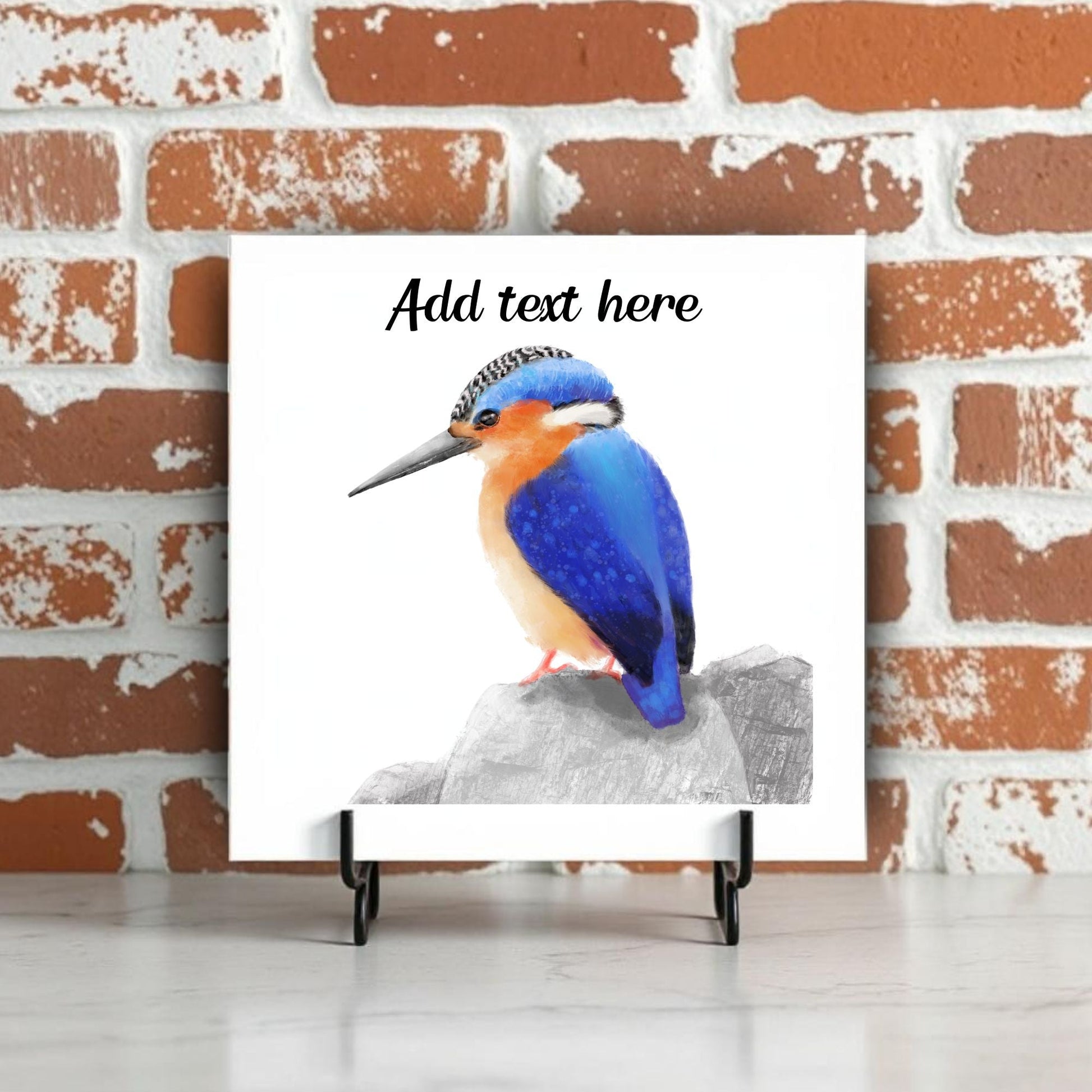 Kingfisher Ceramic Tile – Handcrafted Bird Art - MerikaArt